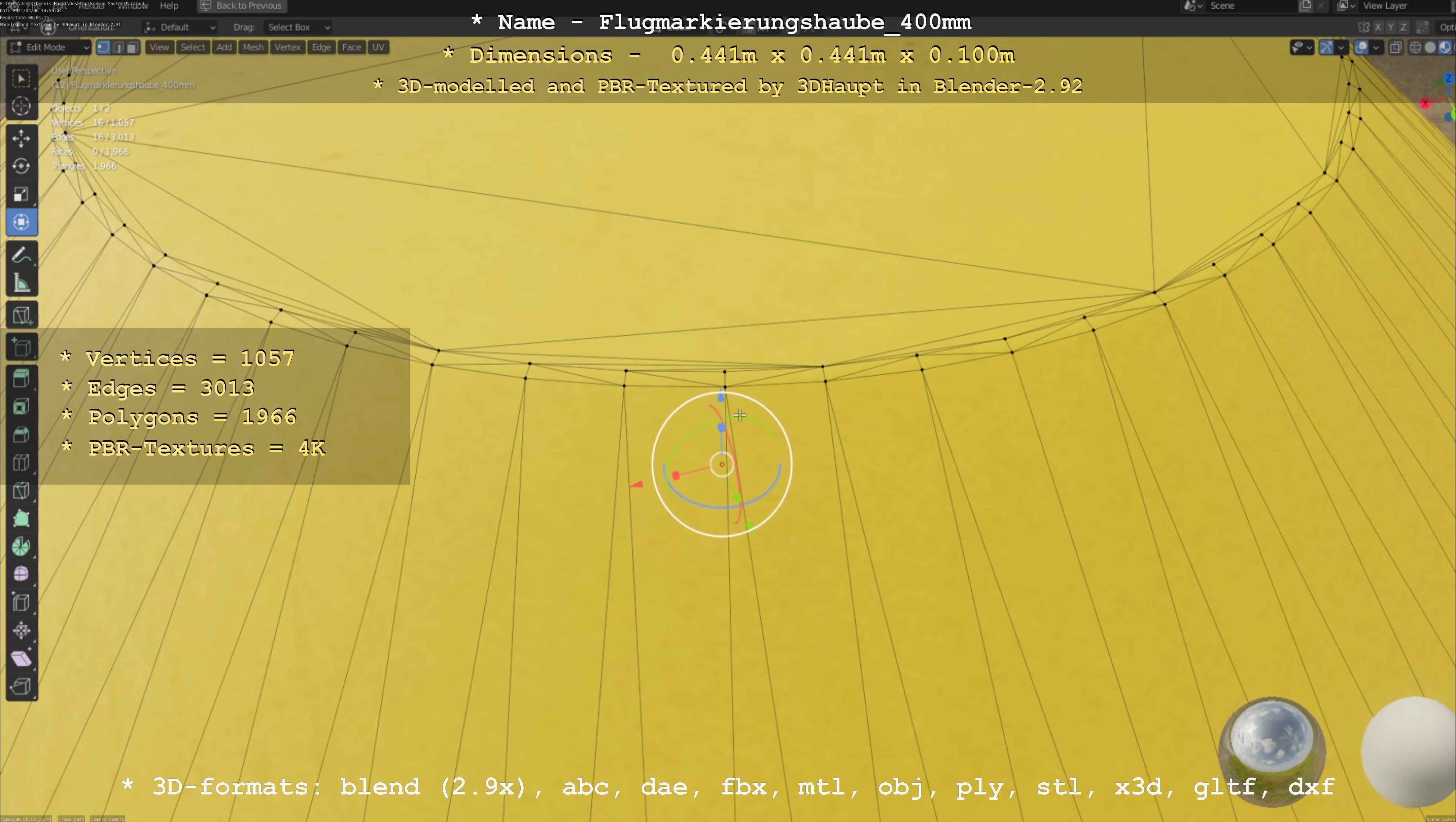 Flugmarkierungshaube 400mm Low-poly 3D model_4