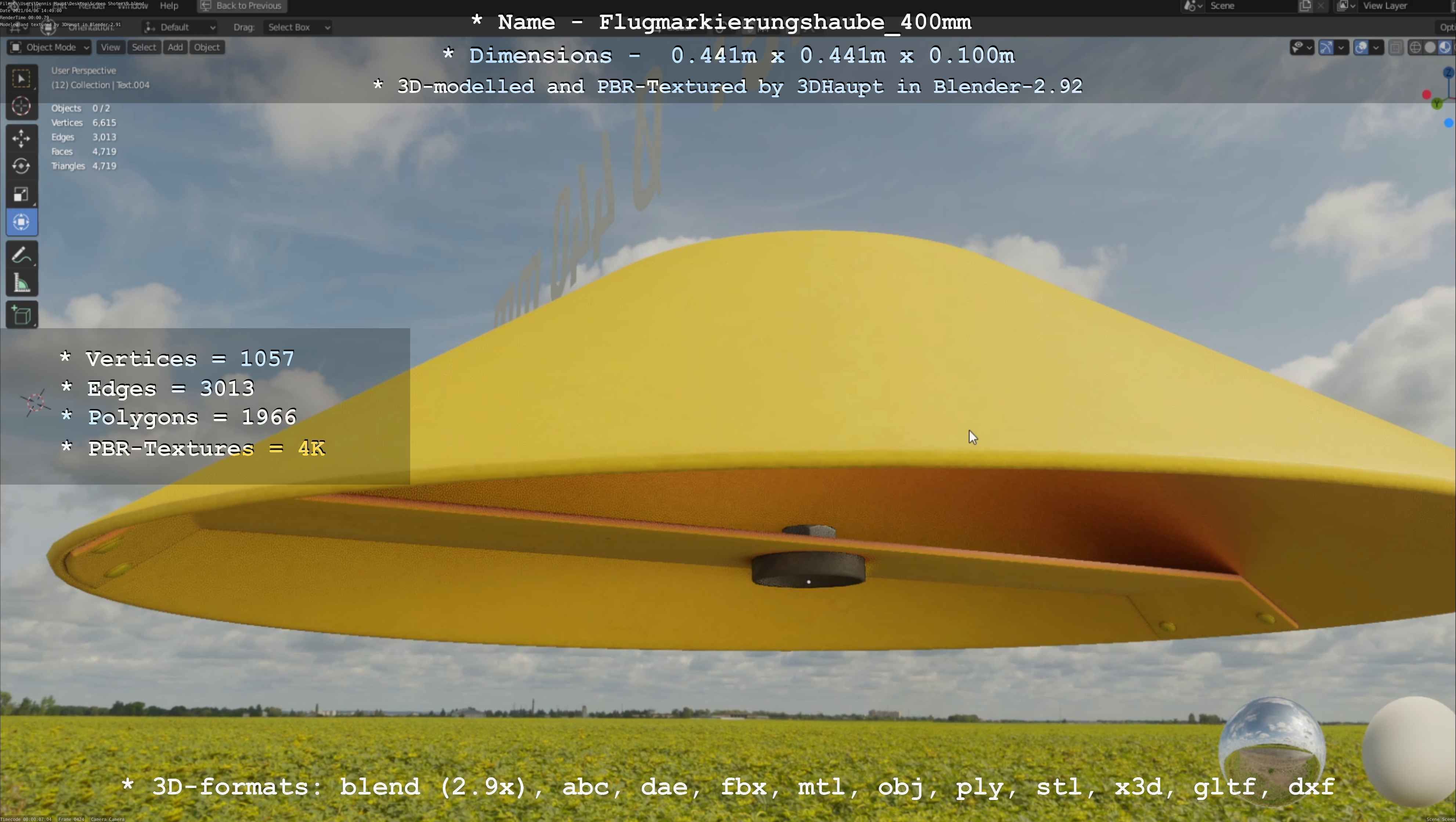 Flugmarkierungshaube 400mm Low-poly 3D model_118