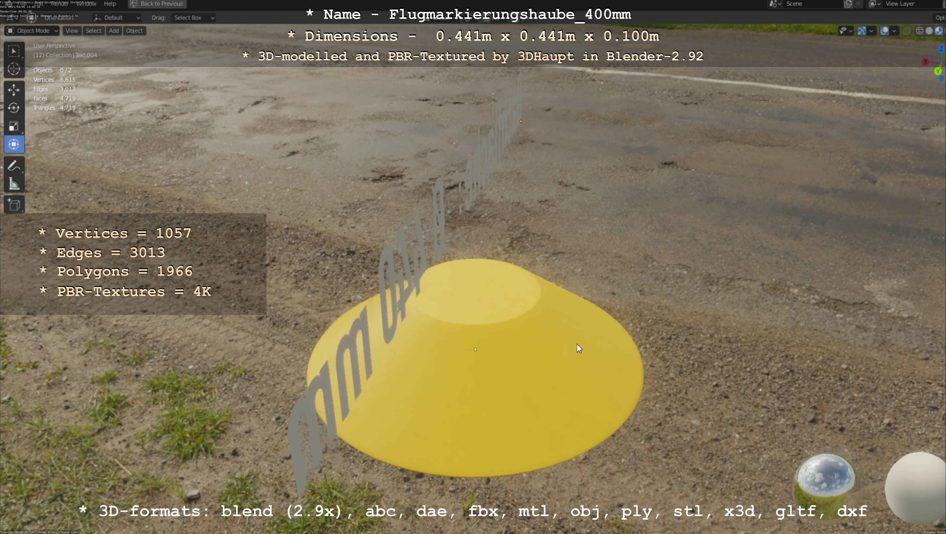 Flugmarkierungshaube 400mm Low-poly 3D model_101