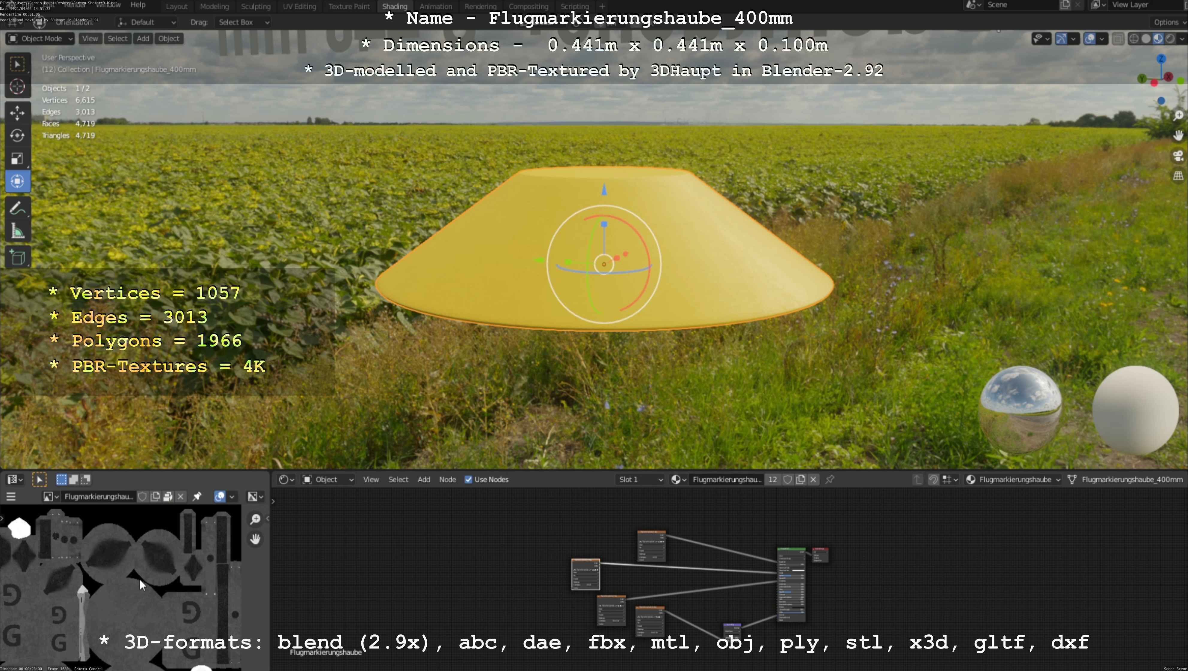 Flugmarkierungshaube 400mm Low-poly 3D model_64