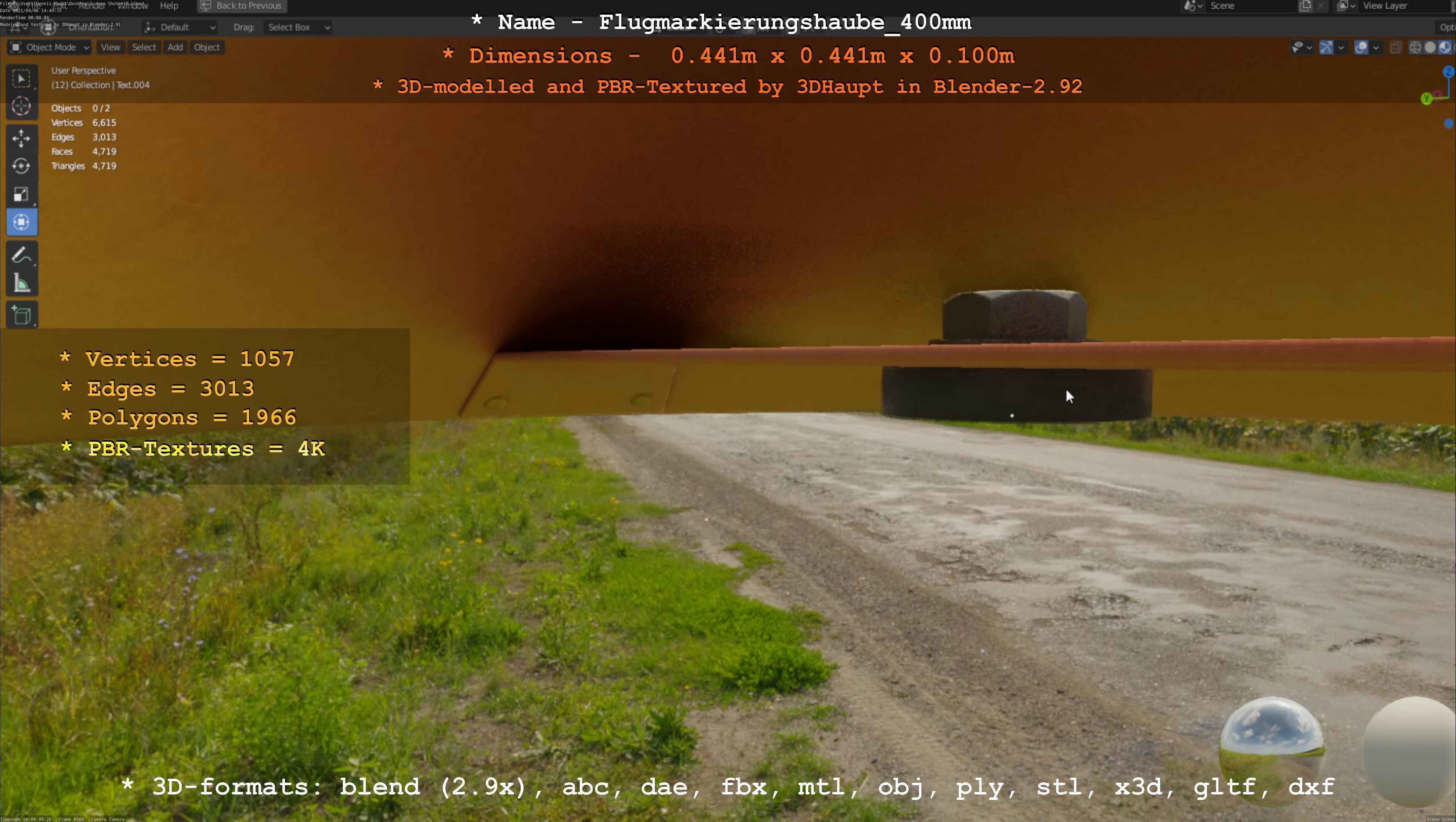 Flugmarkierungshaube 400mm Low-poly 3D model_22