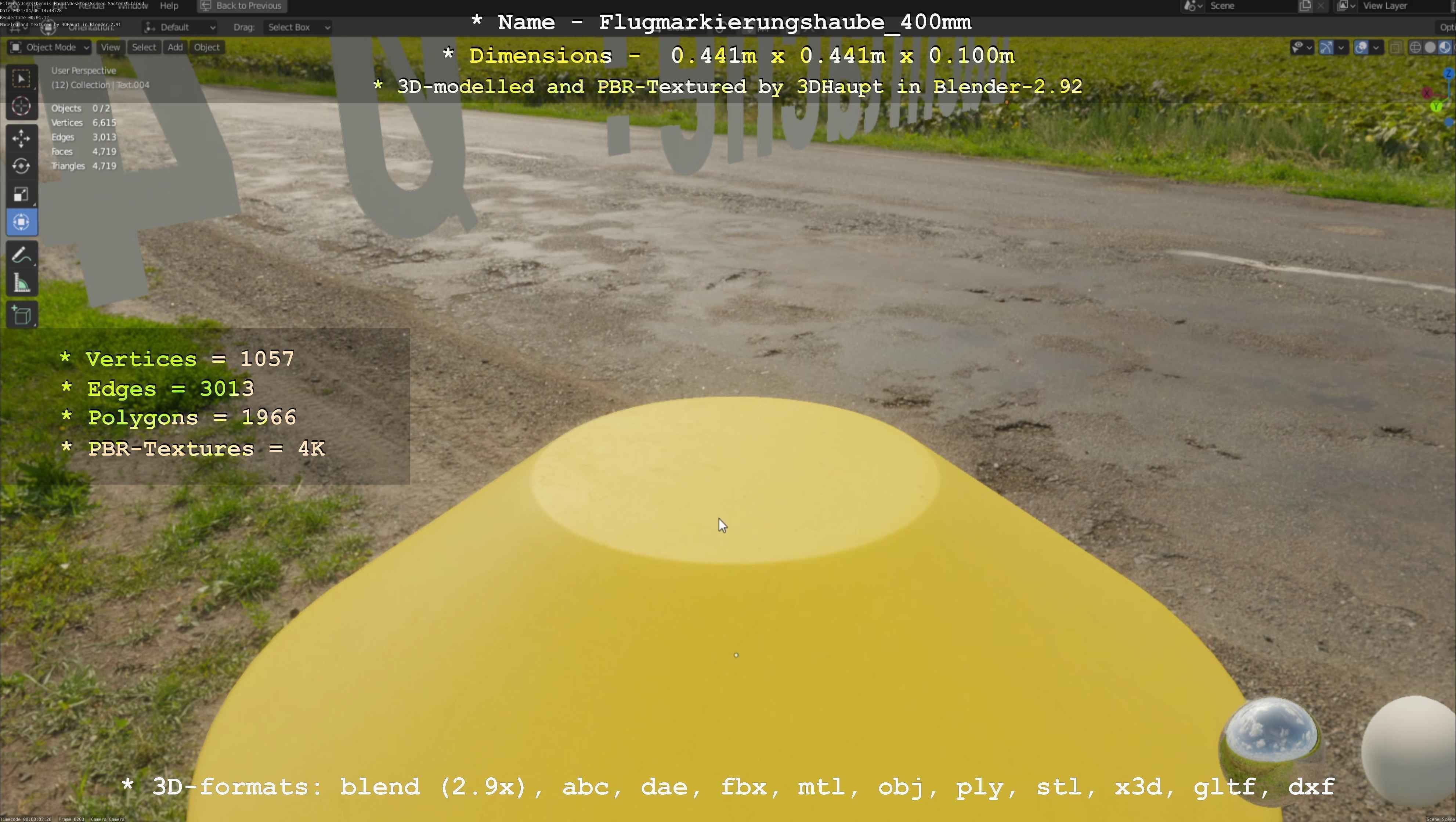 Flugmarkierungshaube 400mm Low-poly 3D model_105