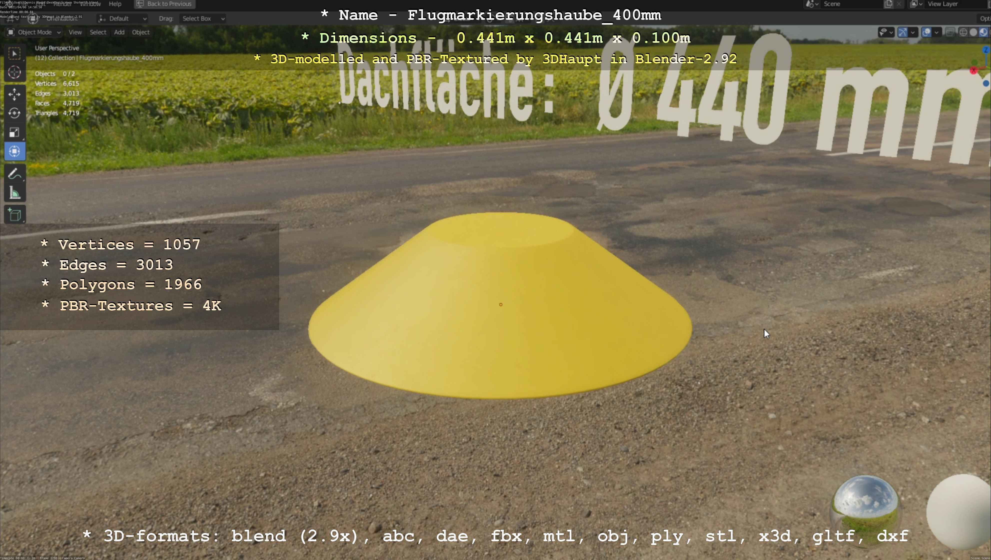 Flugmarkierungshaube 400mm Low-poly 3D model_41