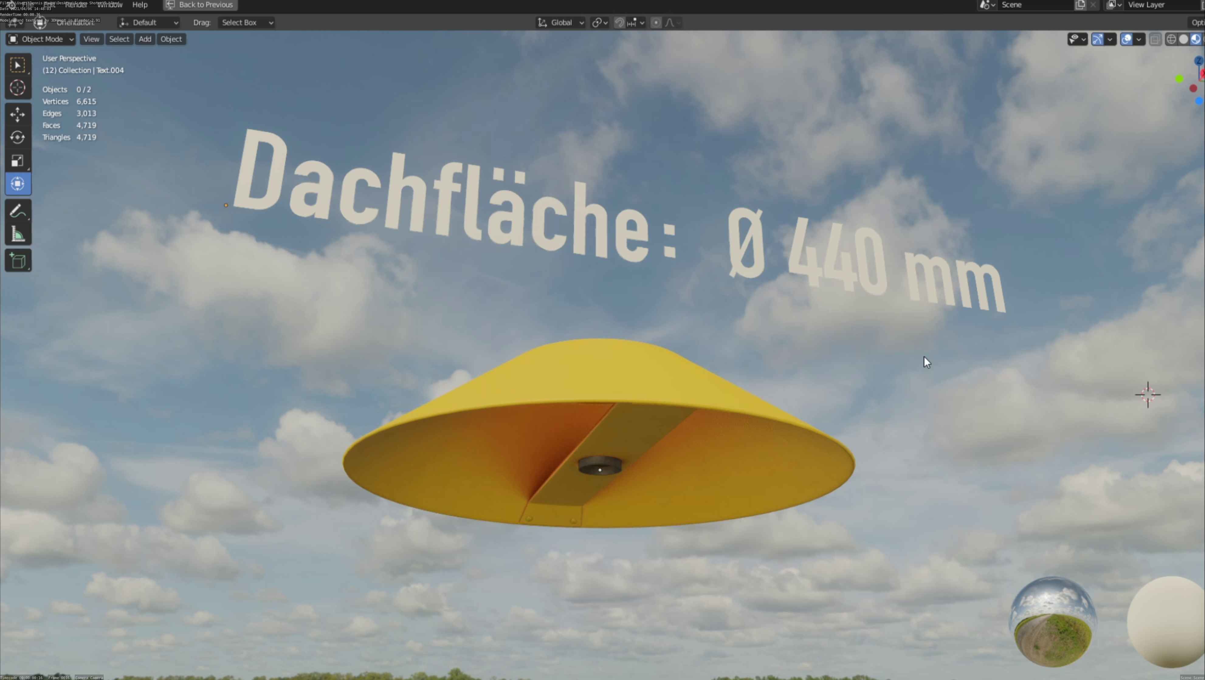 Flugmarkierungshaube 400mm Low-poly 3D model_98