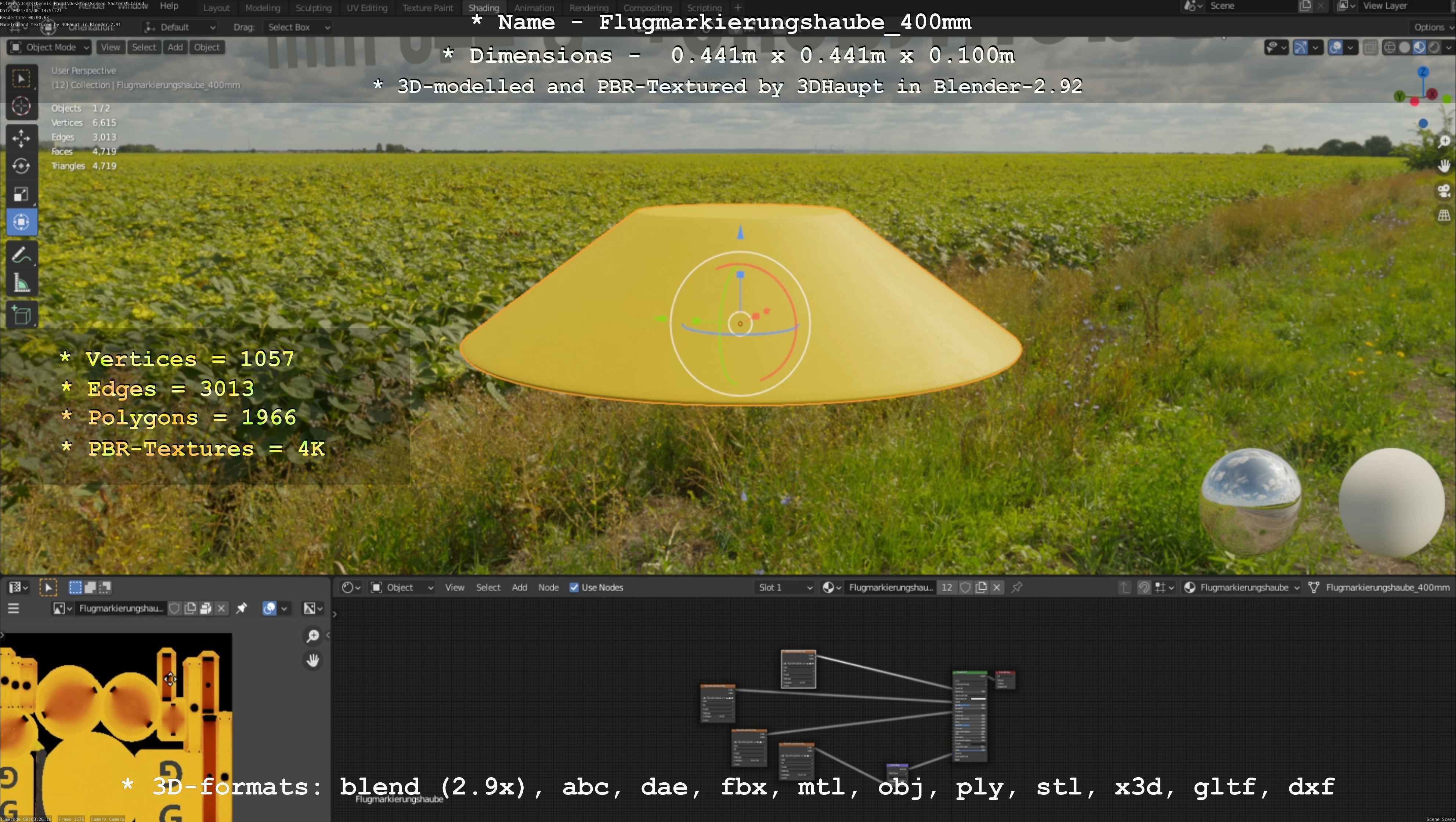 Flugmarkierungshaube 400mm Low-poly 3D model_58