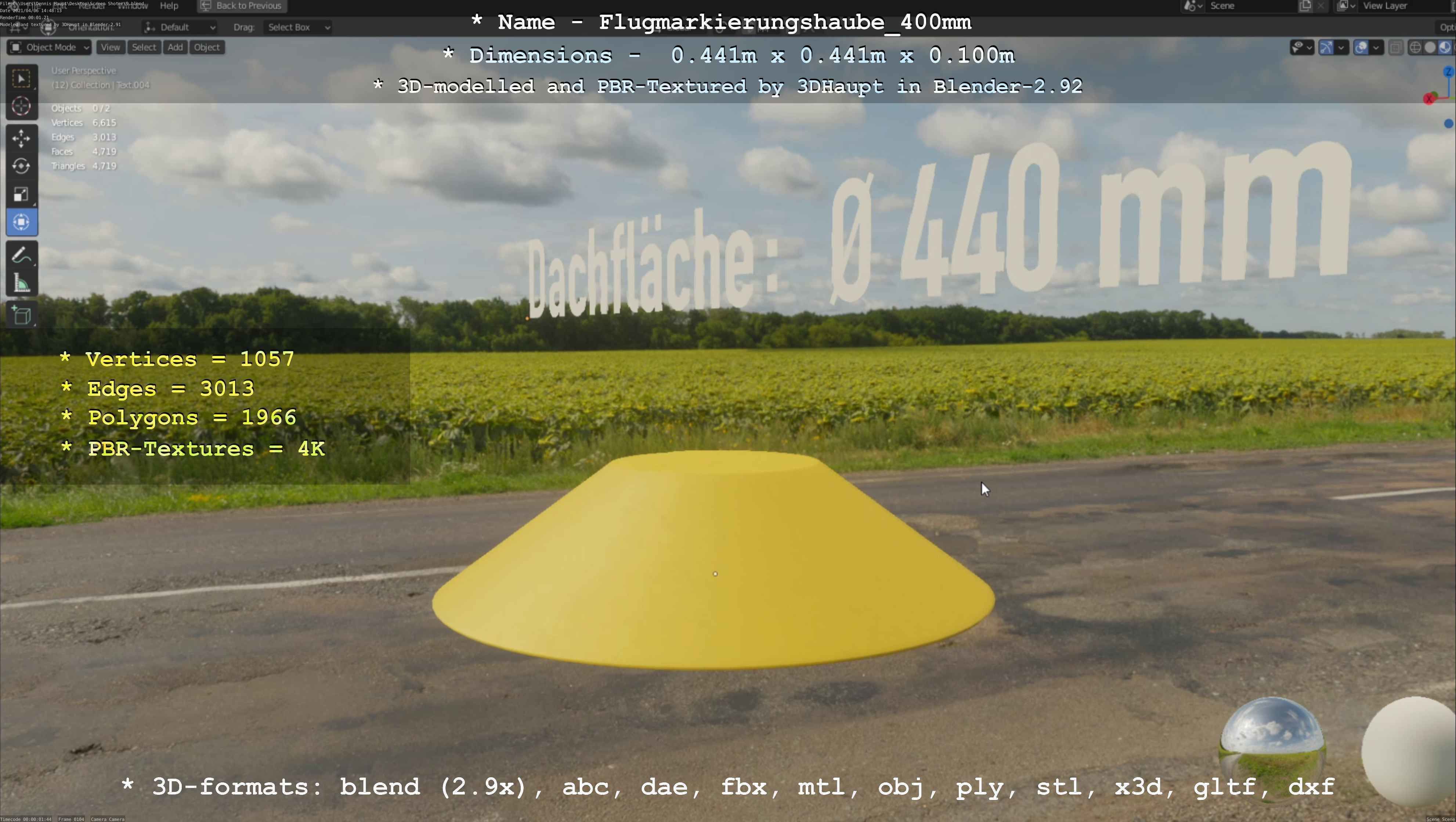 Flugmarkierungshaube 400mm Low-poly 3D model_103