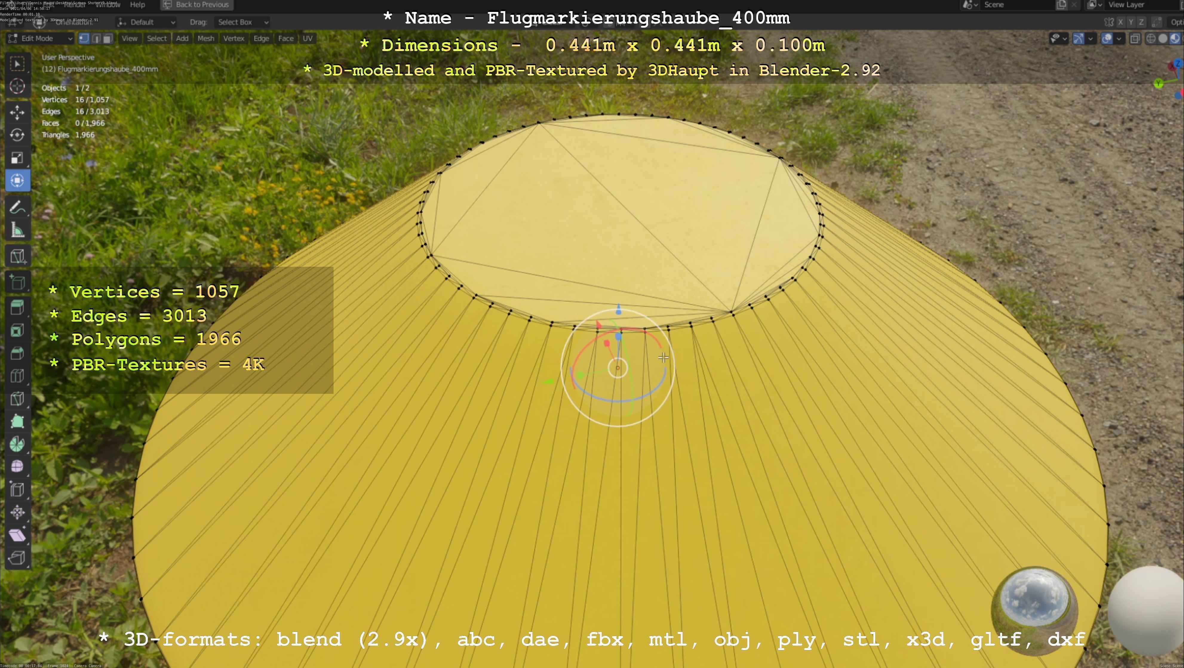 Flugmarkierungshaube 400mm Low-poly 3D model_43