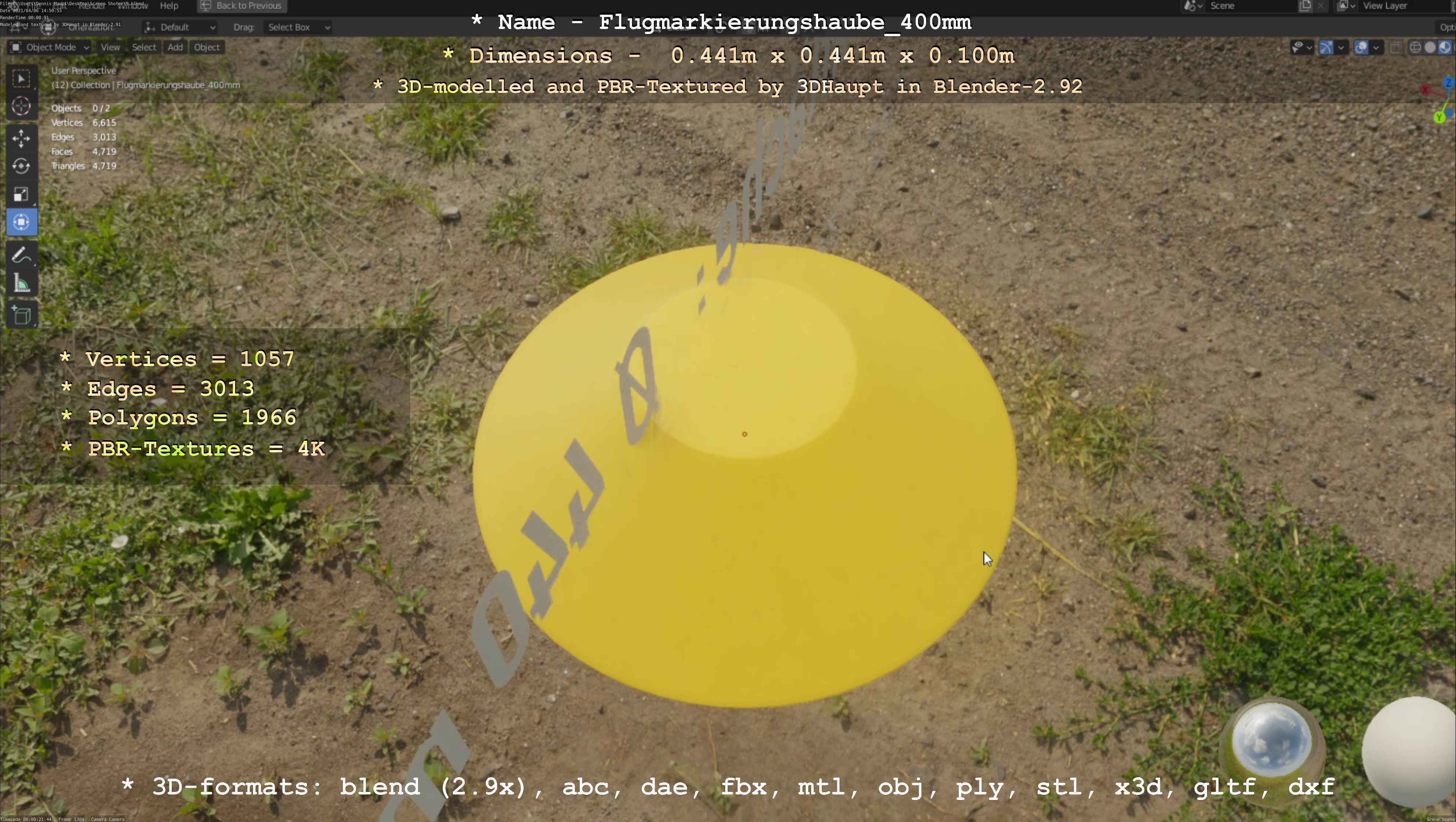 Flugmarkierungshaube 400mm Low-poly 3D model_53