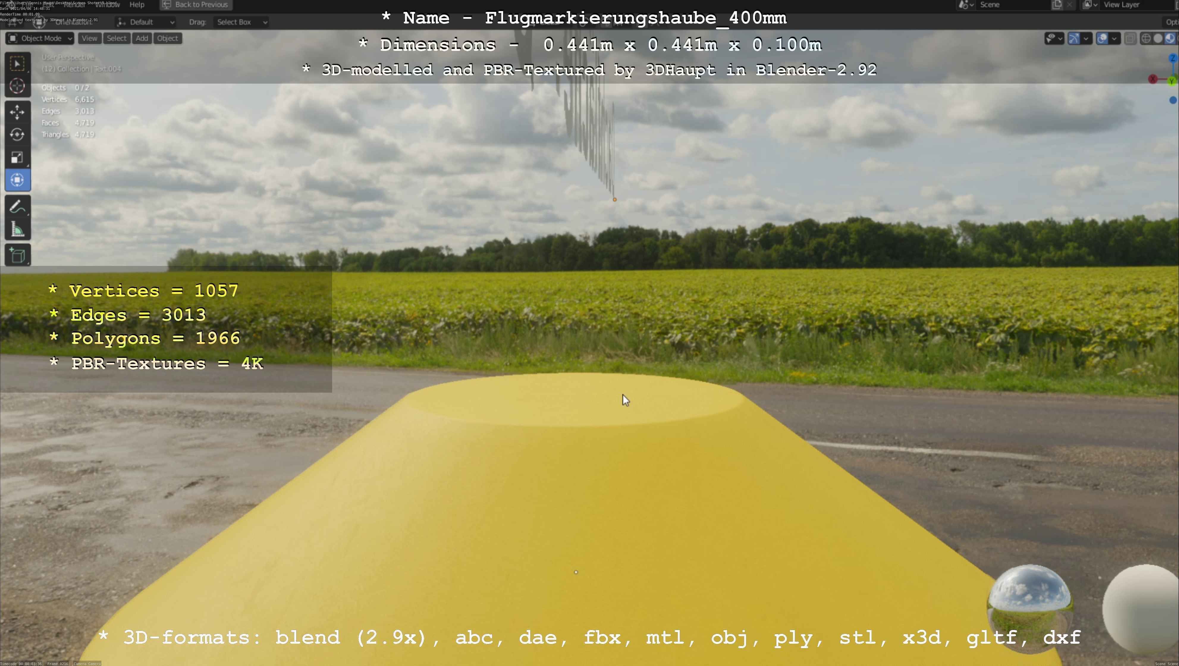 Flugmarkierungshaube 400mm Low-poly 3D model_109