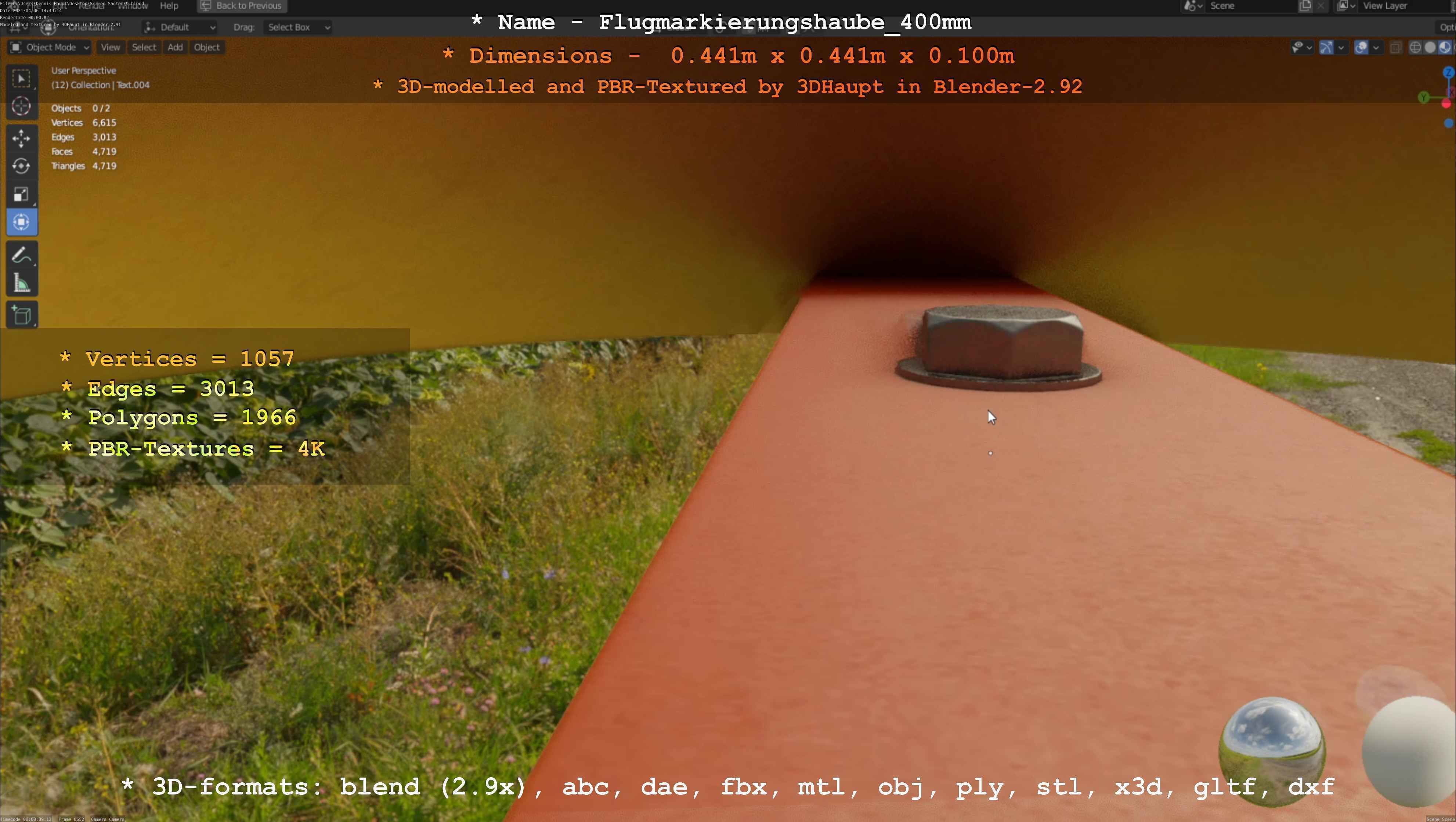 Flugmarkierungshaube 400mm Low-poly 3D model_21