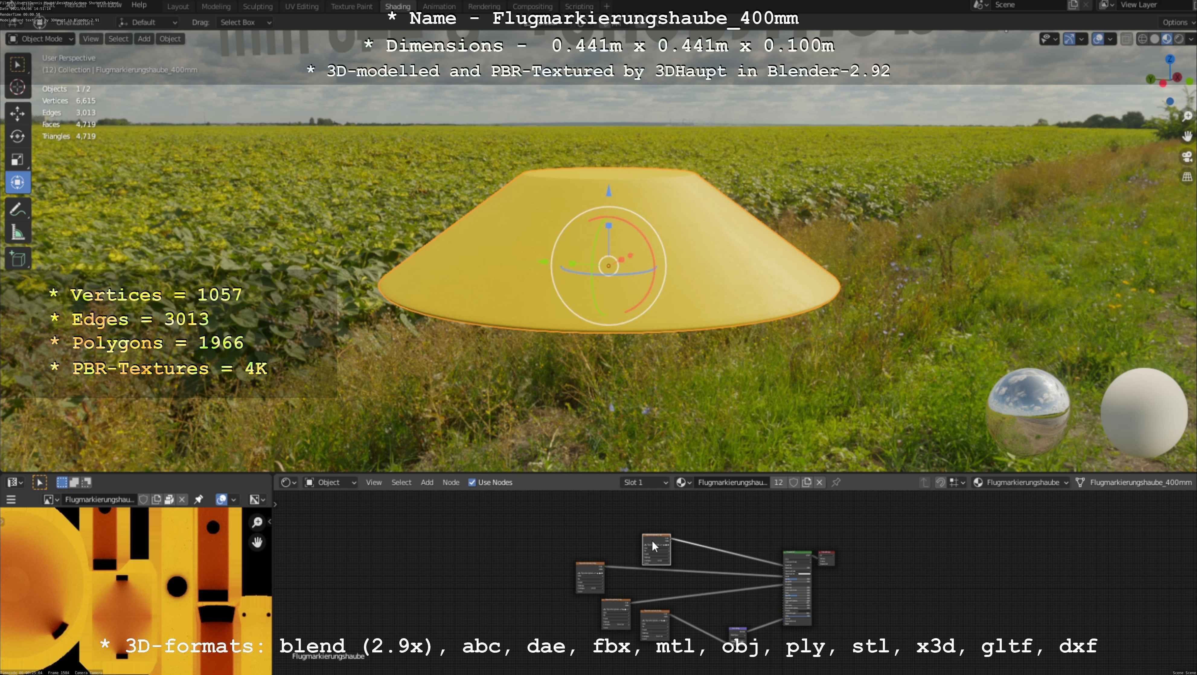Flugmarkierungshaube 400mm Low-poly 3D model_57