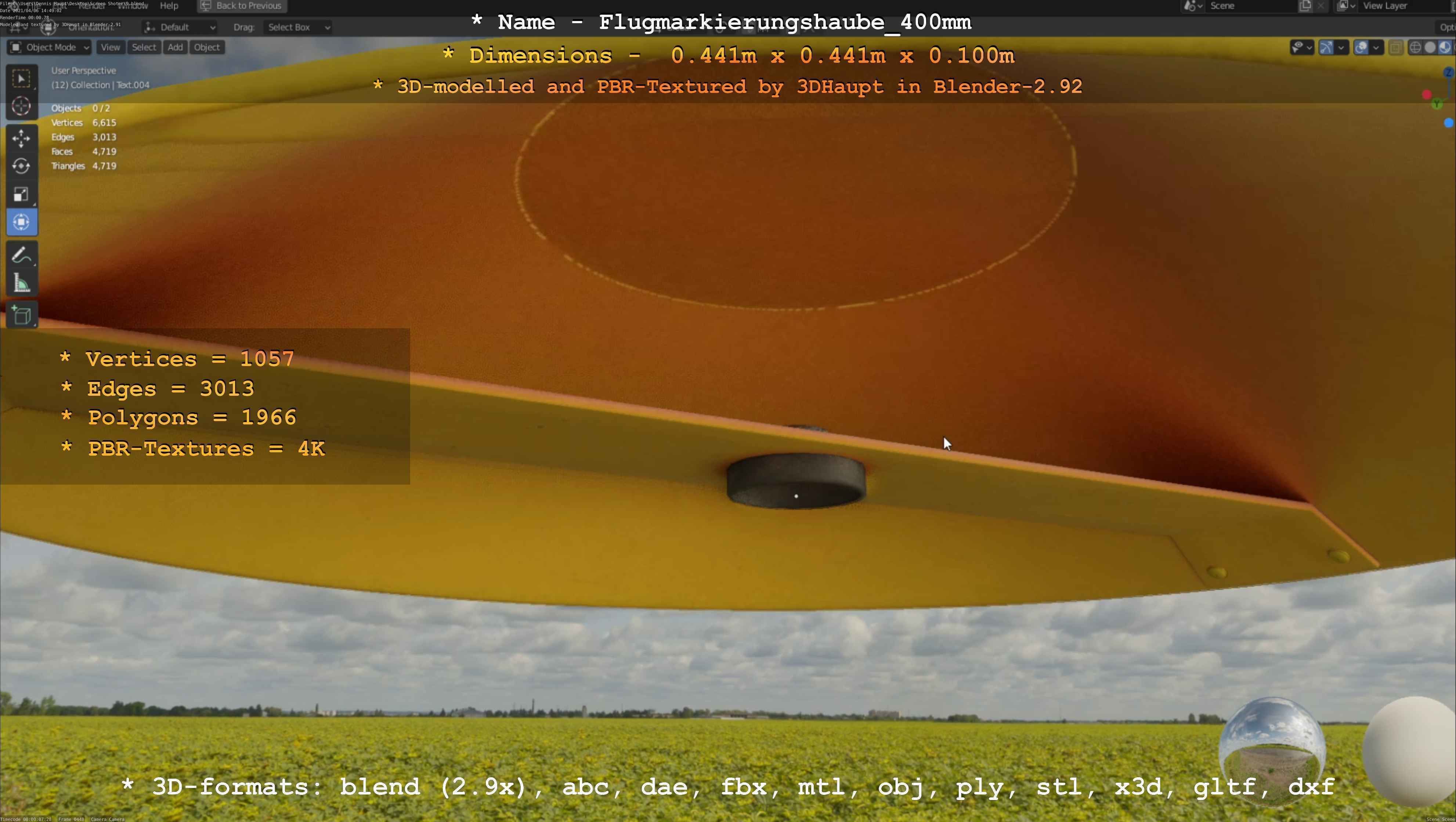 Flugmarkierungshaube 400mm Low-poly 3D model_126