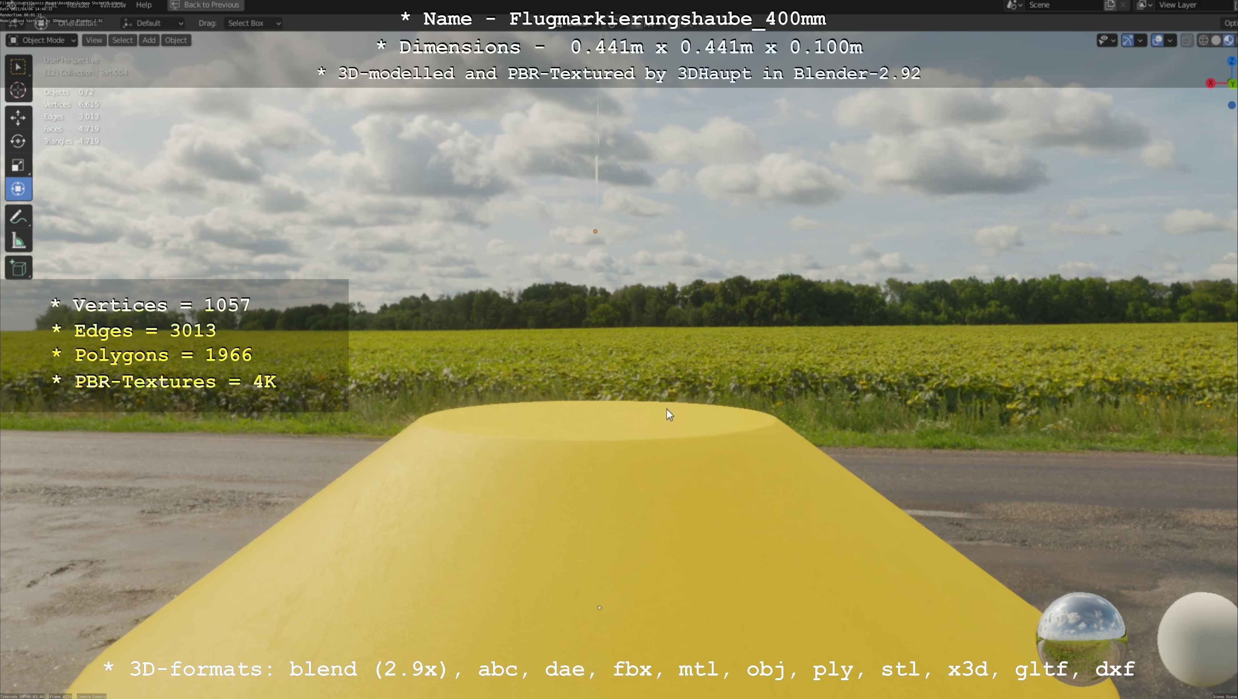 Flugmarkierungshaube 400mm Low-poly 3D model_107