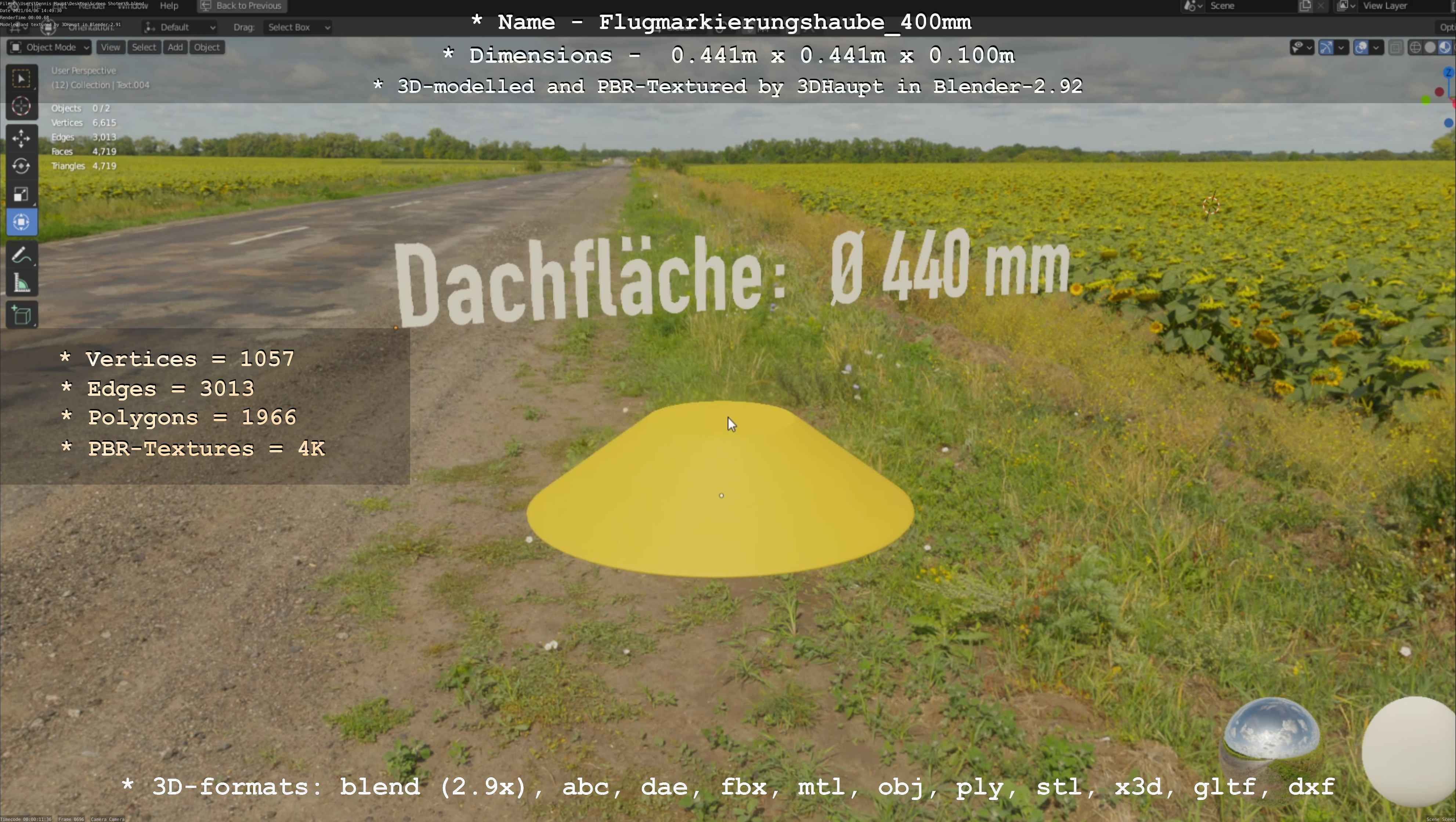 Flugmarkierungshaube 400mm Low-poly 3D model_24