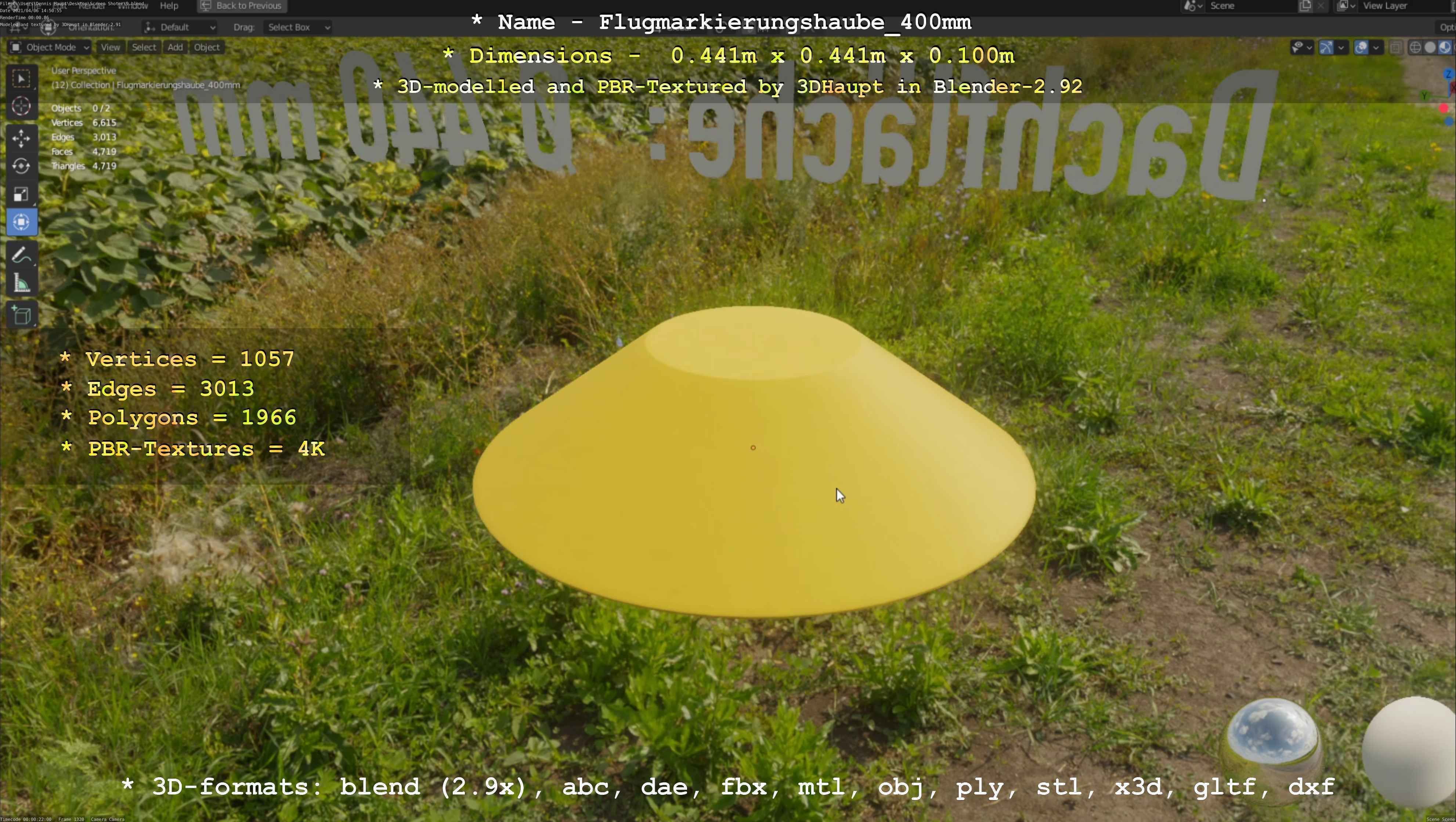 Flugmarkierungshaube 400mm Low-poly 3D model_6