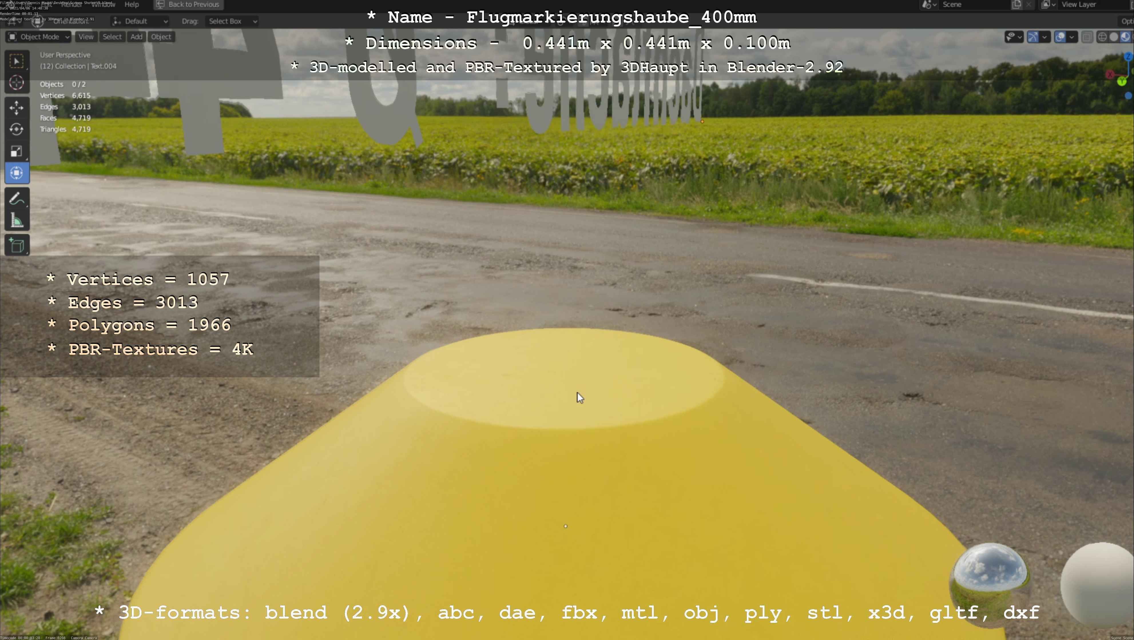 Flugmarkierungshaube 400mm Low-poly 3D model_102