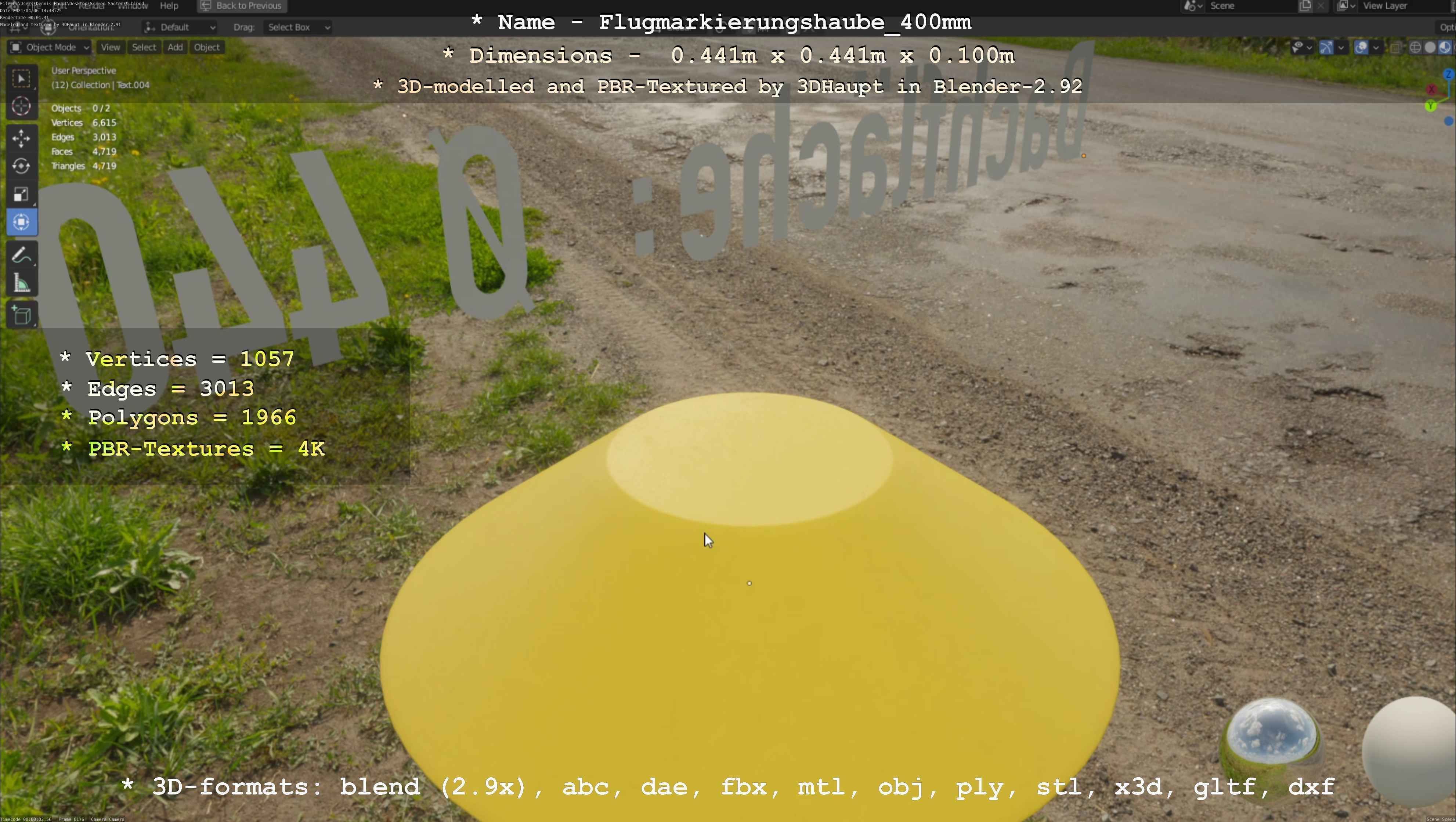 Flugmarkierungshaube 400mm Low-poly 3D model_17