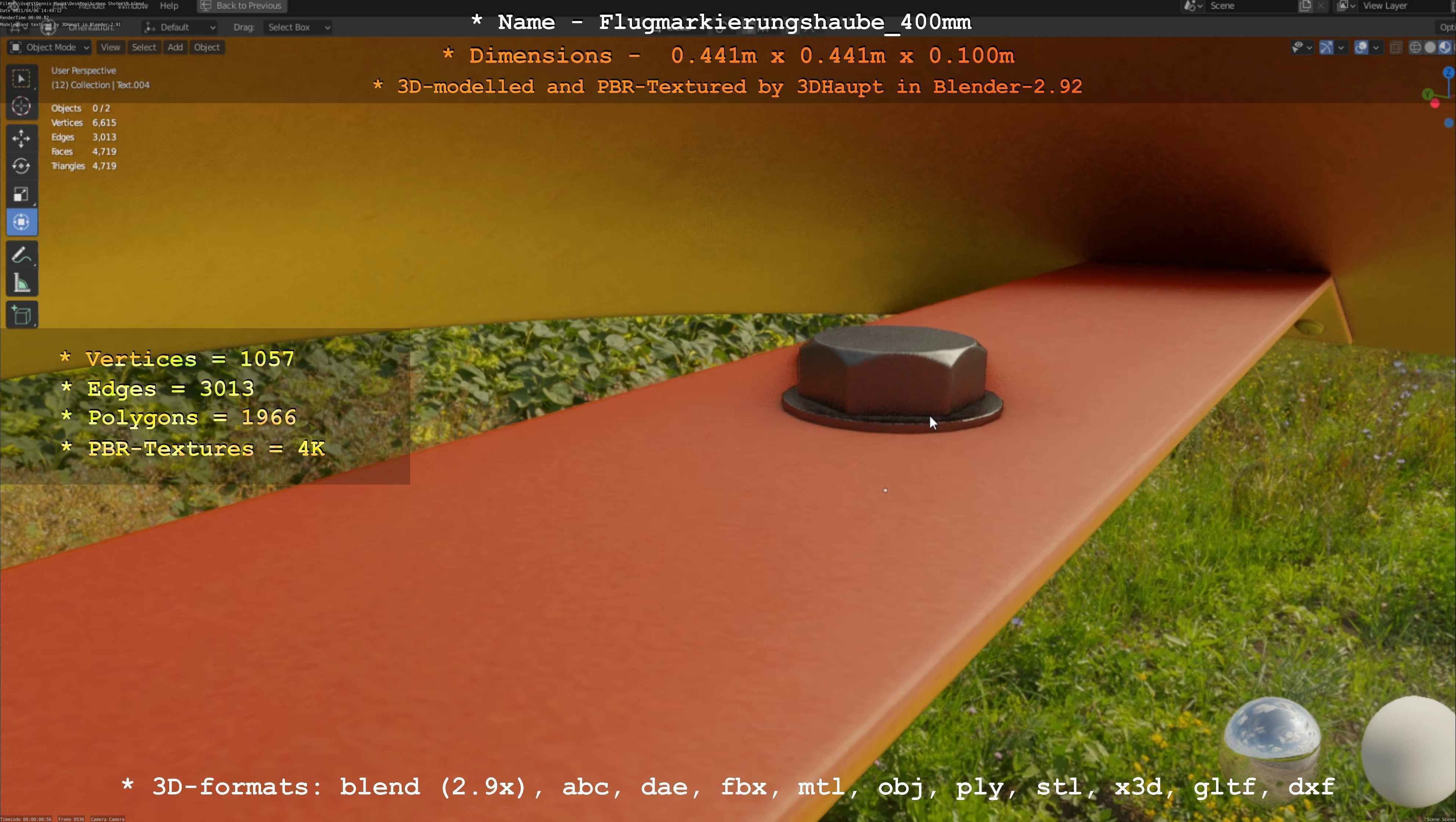 Flugmarkierungshaube 400mm Low-poly 3D model_123
