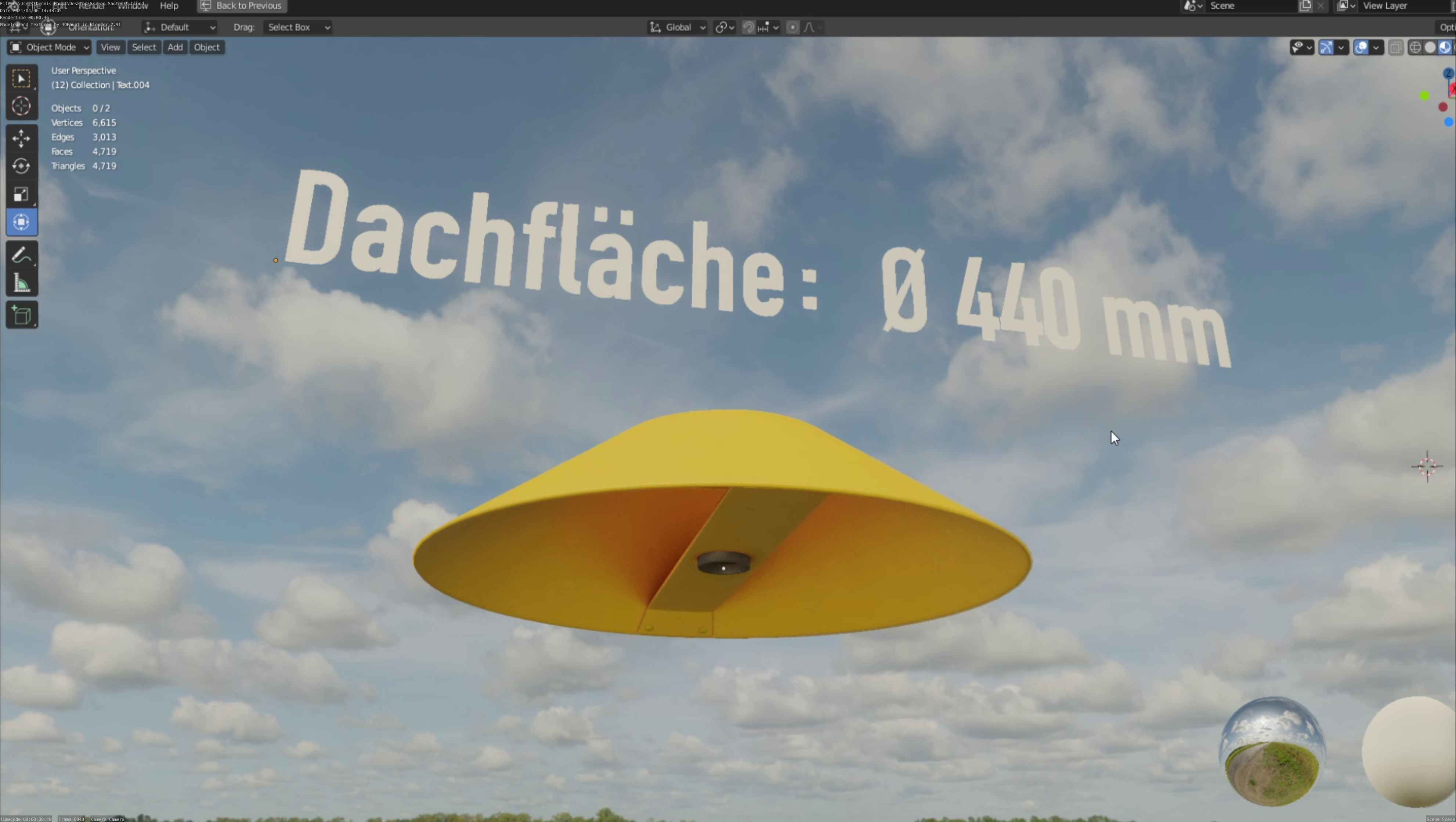 Flugmarkierungshaube 400mm Low-poly 3D model_12