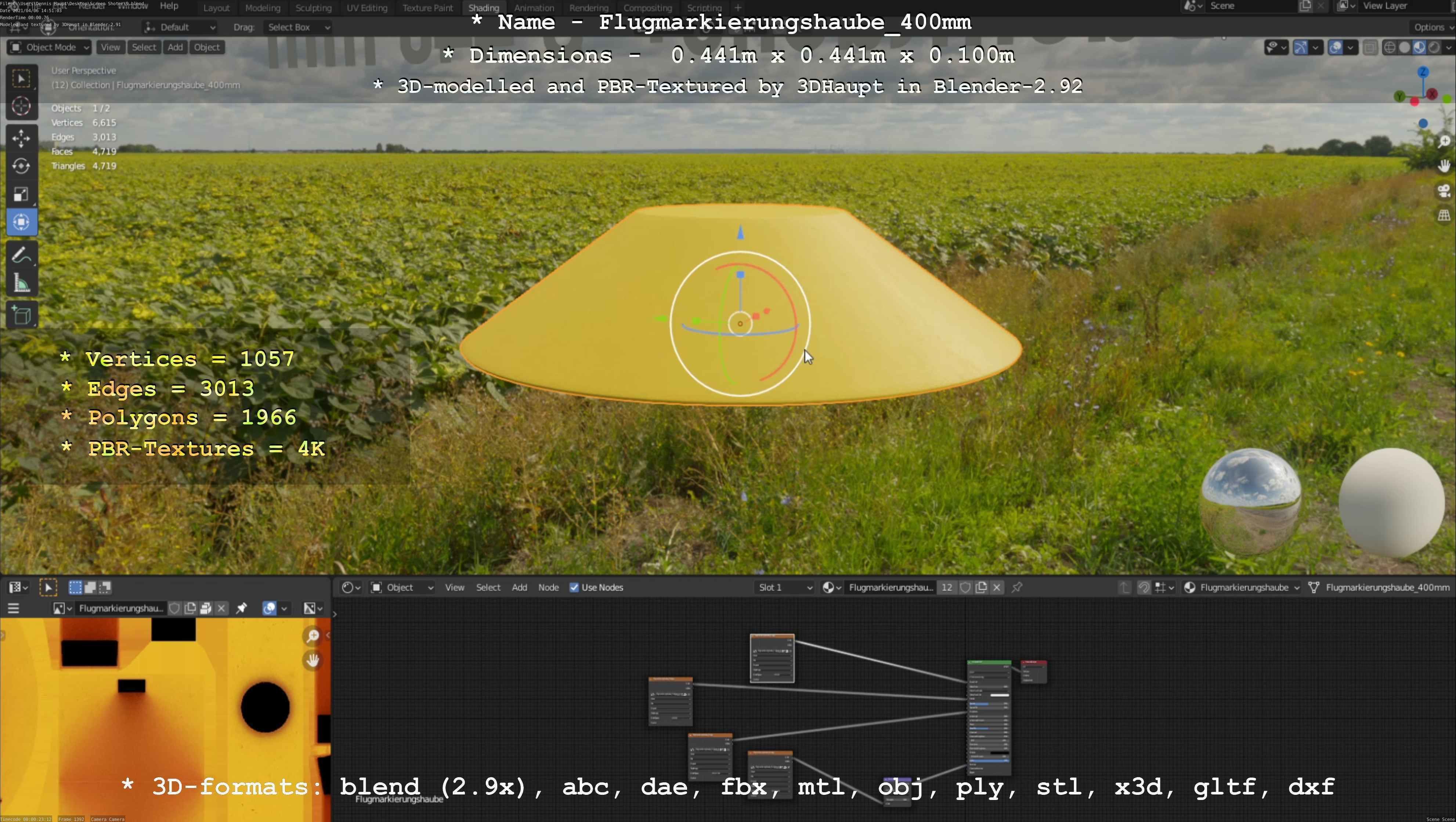 Flugmarkierungshaube 400mm Low-poly 3D model_47