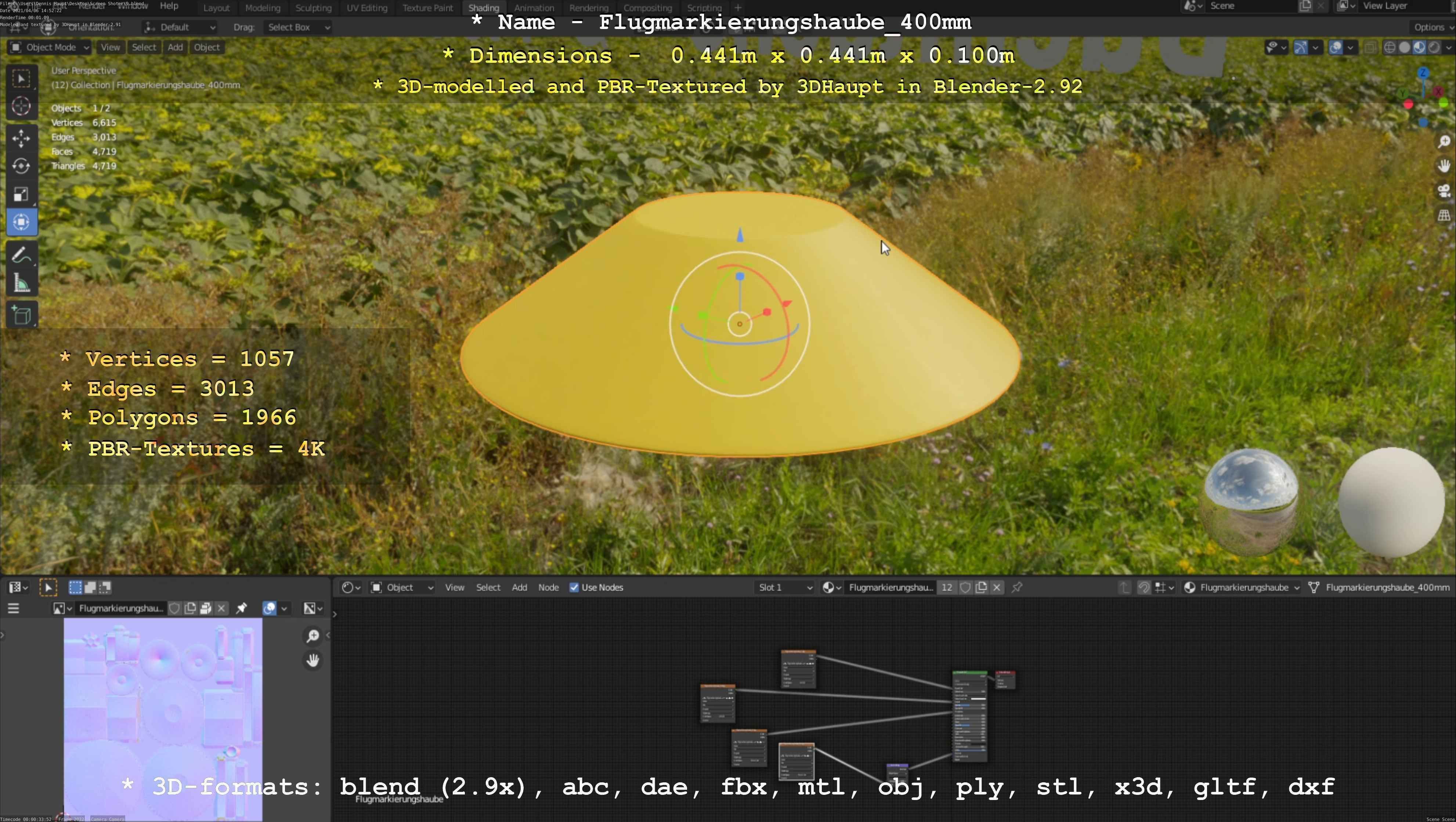 Flugmarkierungshaube 400mm Low-poly 3D model_87