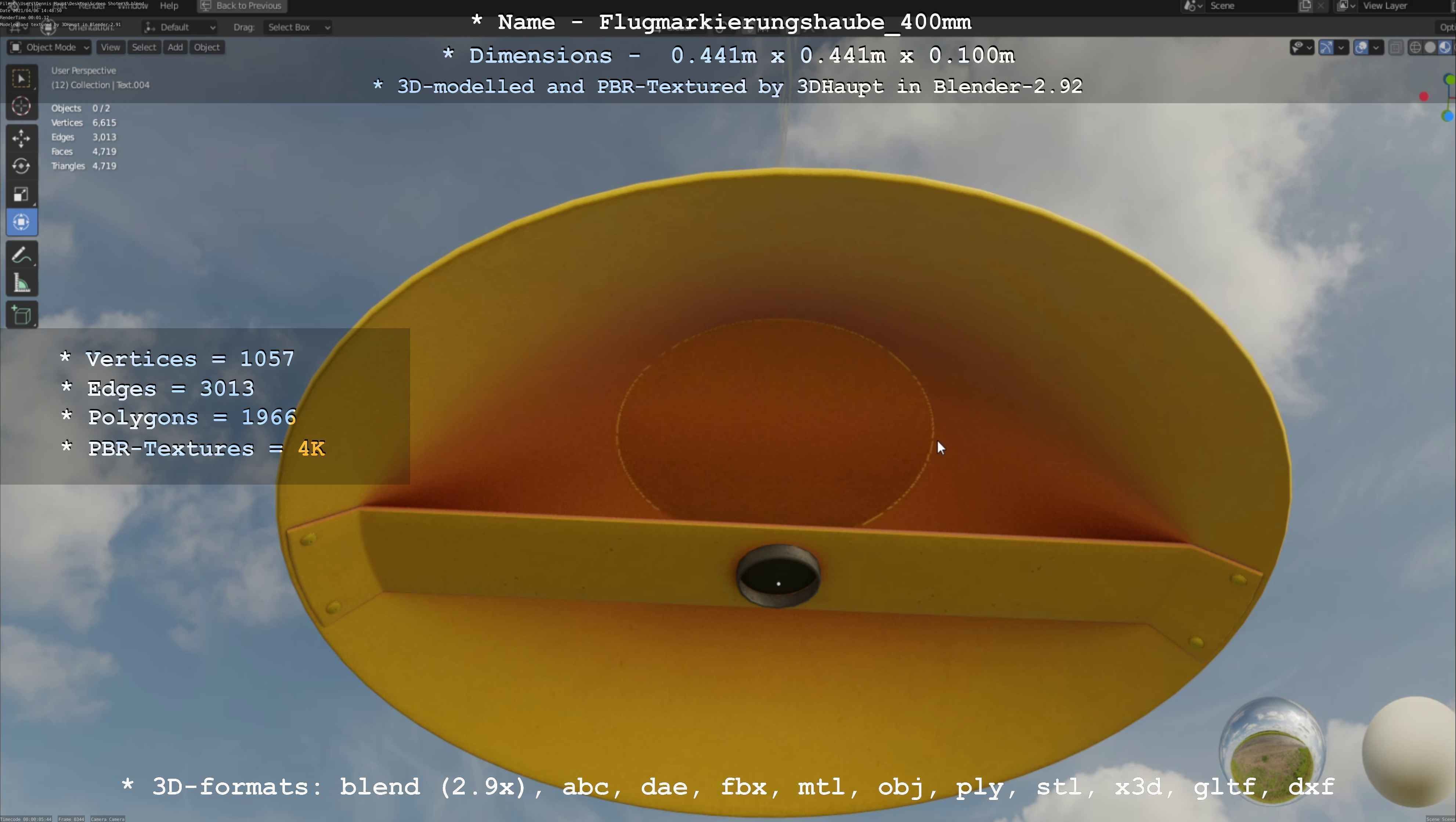 Flugmarkierungshaube 400mm Low-poly 3D model_114