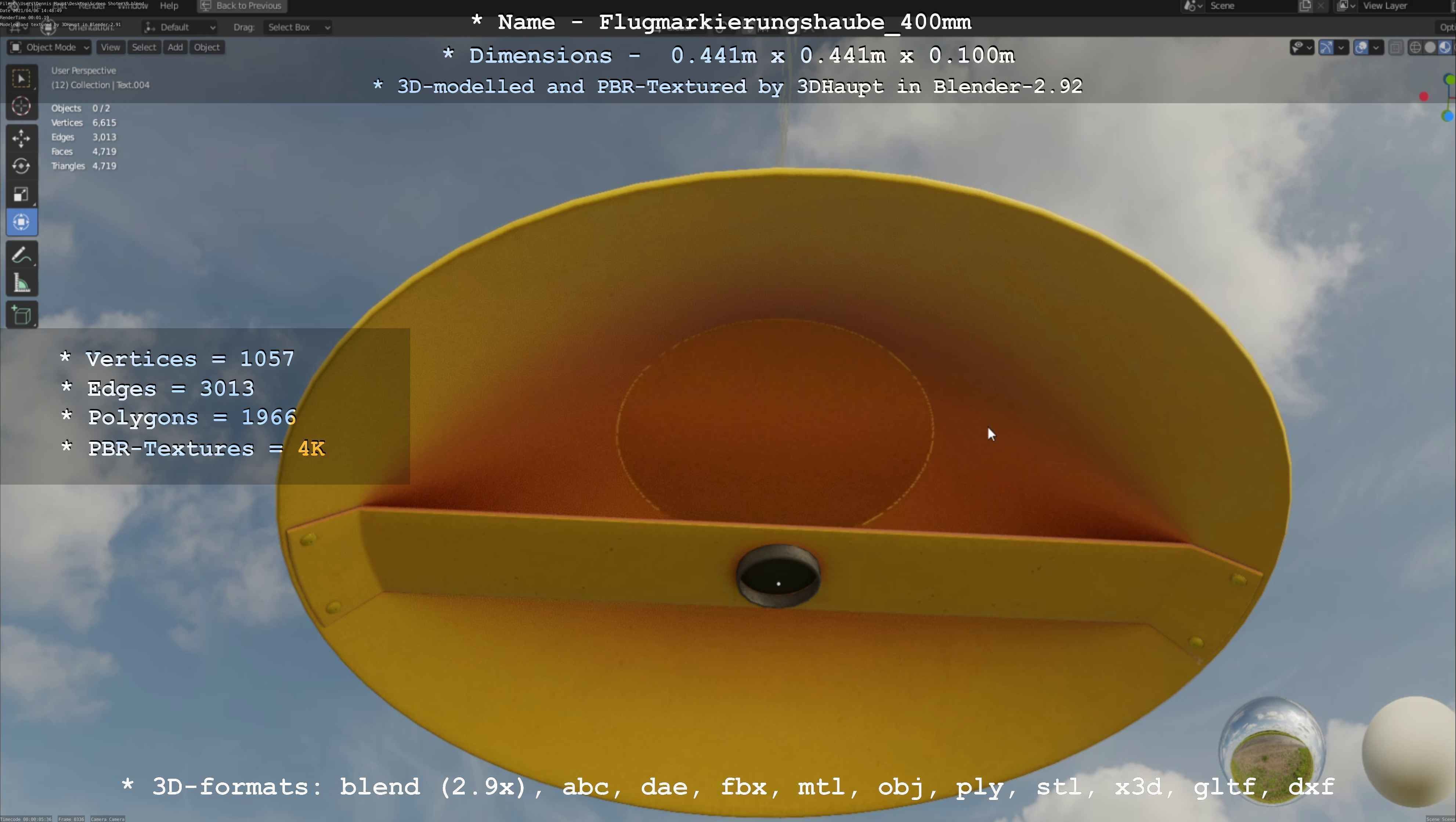 Flugmarkierungshaube 400mm Low-poly 3D model_113