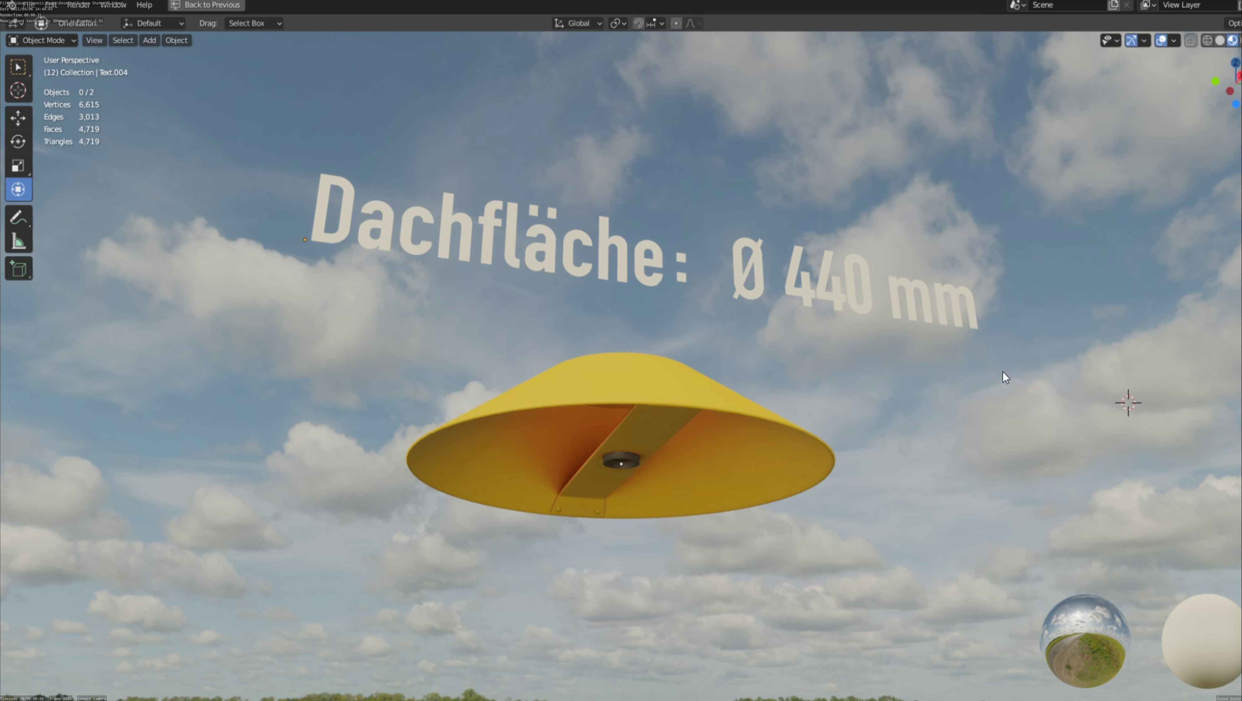 Flugmarkierungshaube 400mm Low-poly 3D model_125