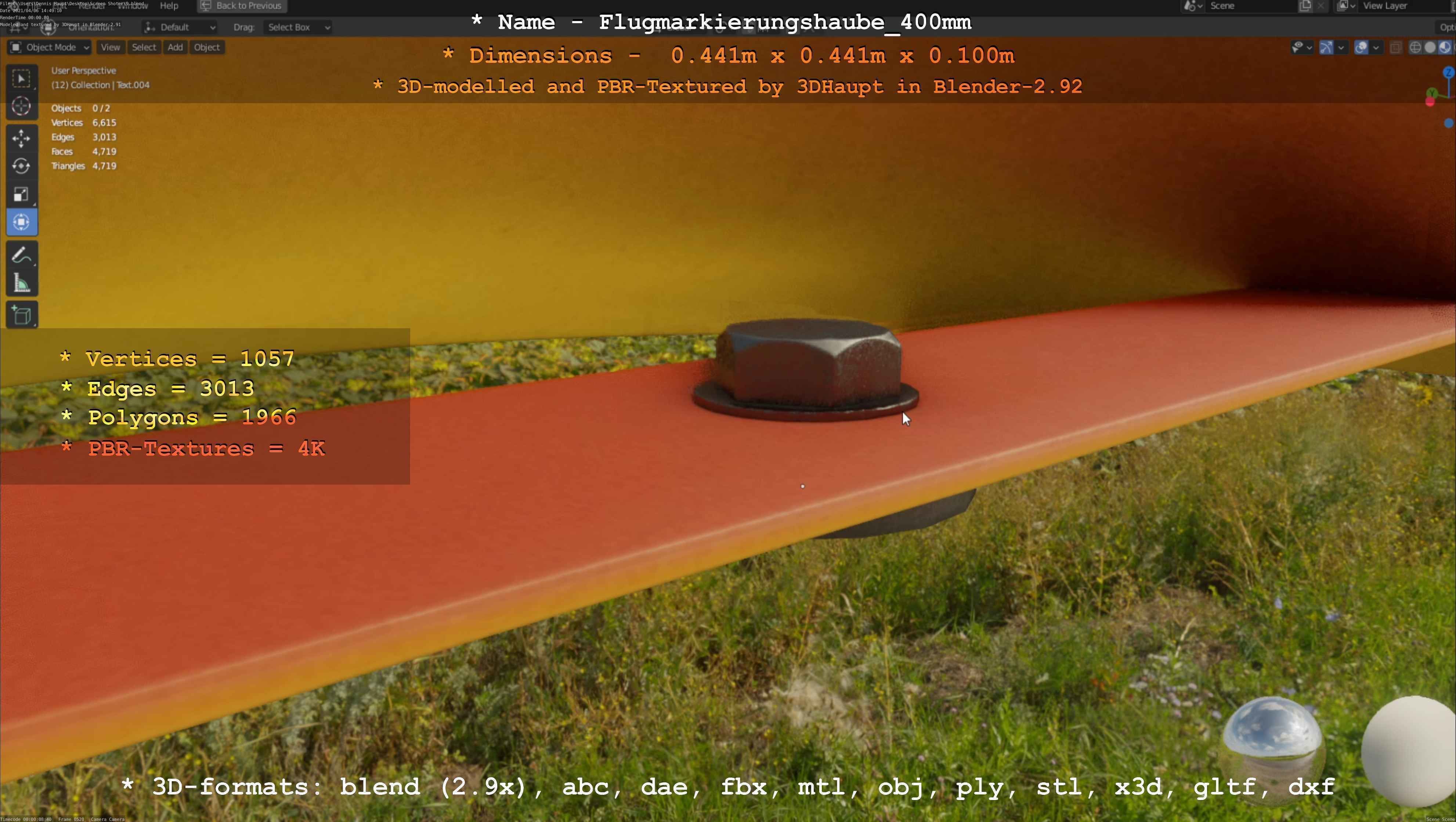 Flugmarkierungshaube 400mm Low-poly 3D model_124