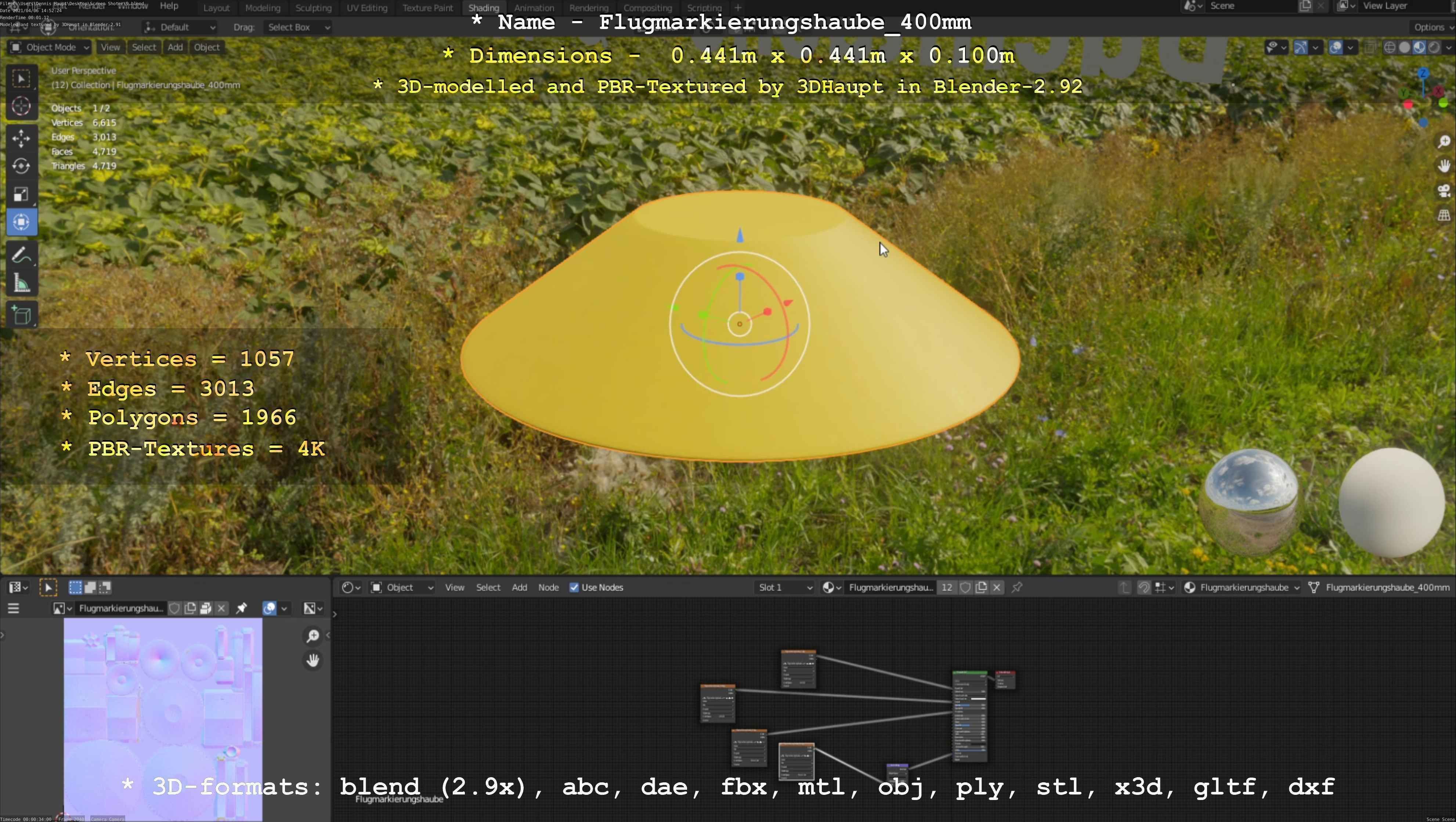 Flugmarkierungshaube 400mm Low-poly 3D model_86