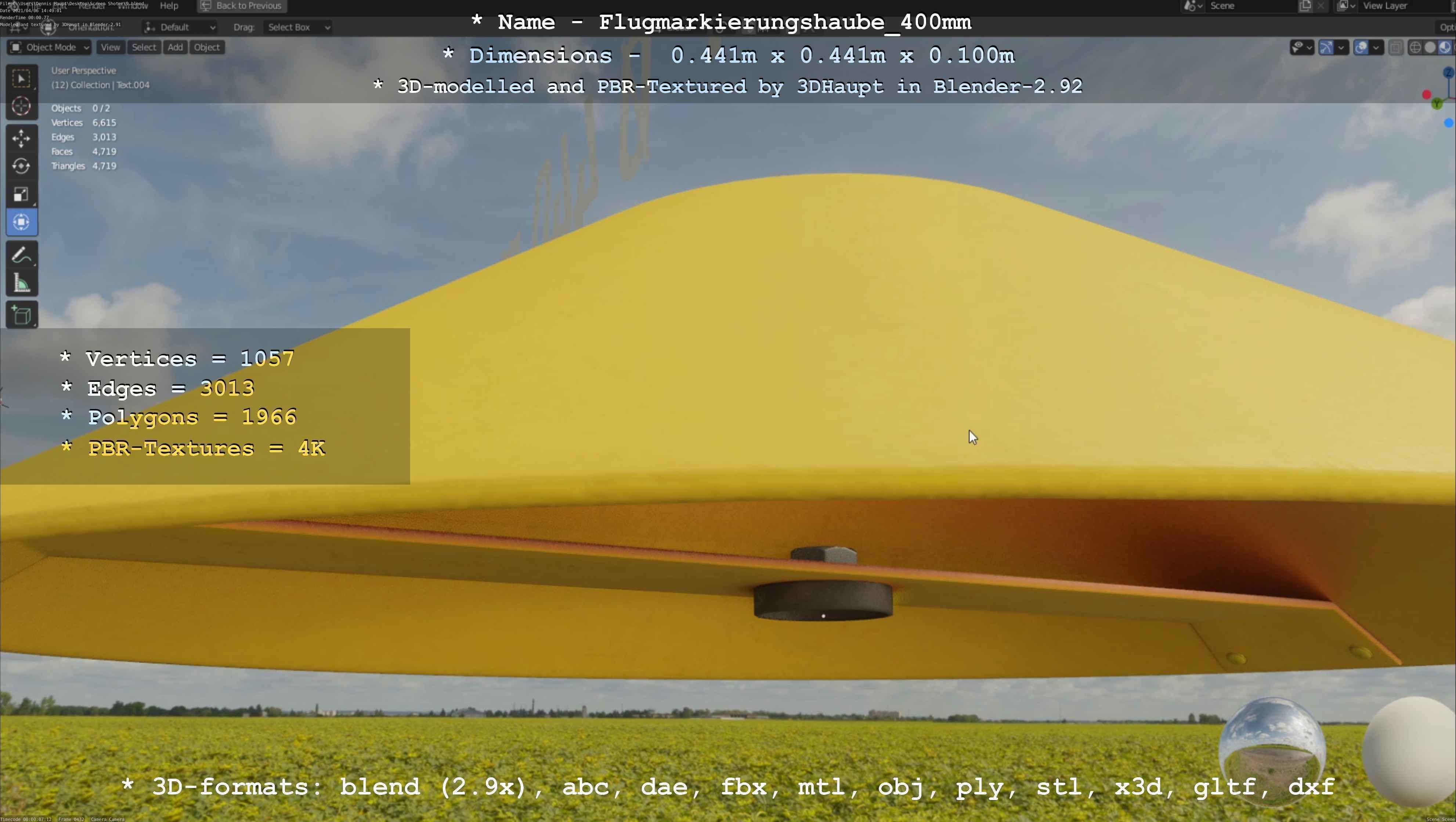 Flugmarkierungshaube 400mm Low-poly 3D model_117