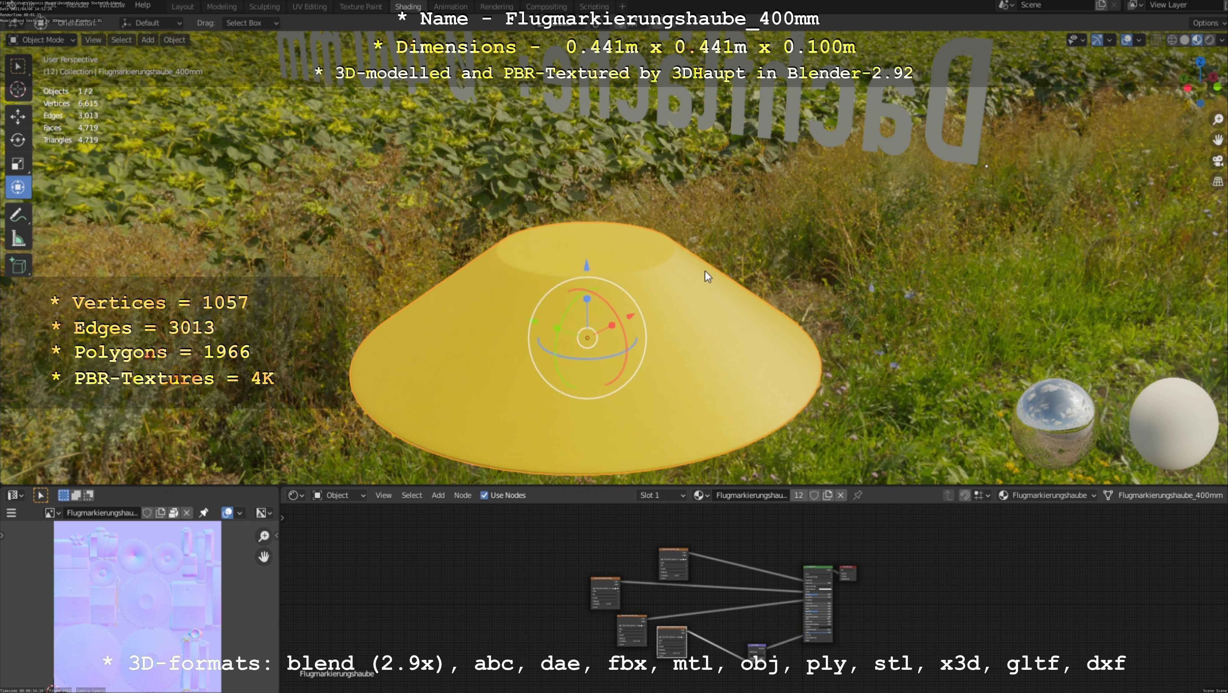 Flugmarkierungshaube 400mm Low-poly 3D model_85