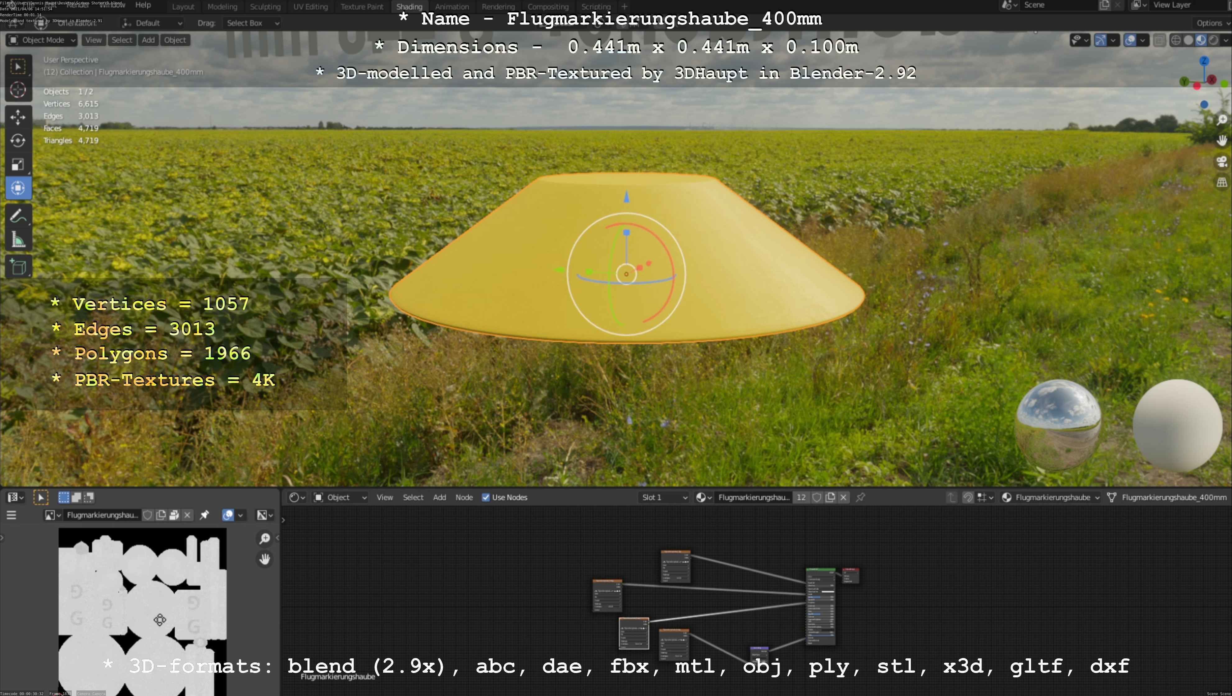 Flugmarkierungshaube 400mm Low-poly 3D model_72