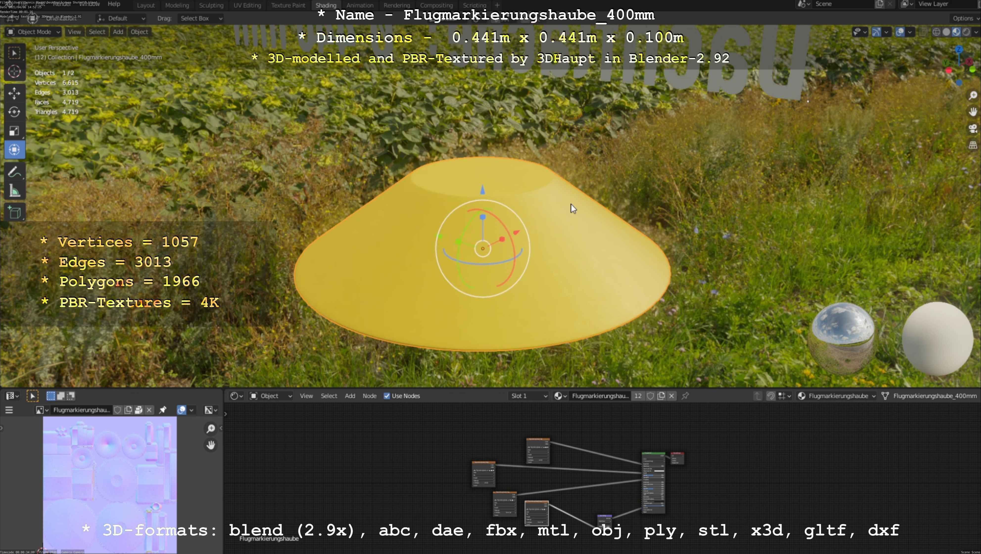 Flugmarkierungshaube 400mm Low-poly 3D model_84