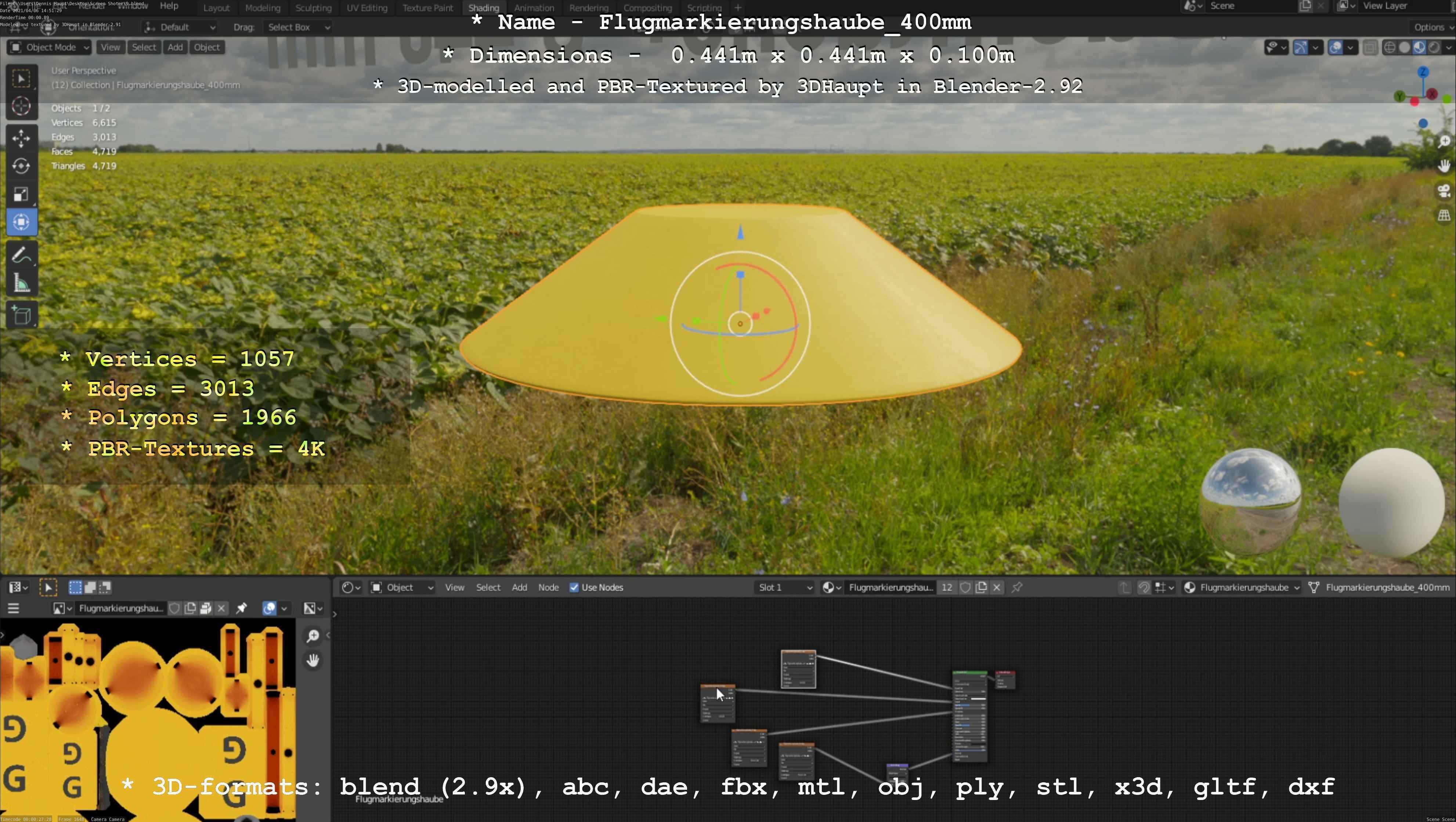 Flugmarkierungshaube 400mm Low-poly 3D model_61