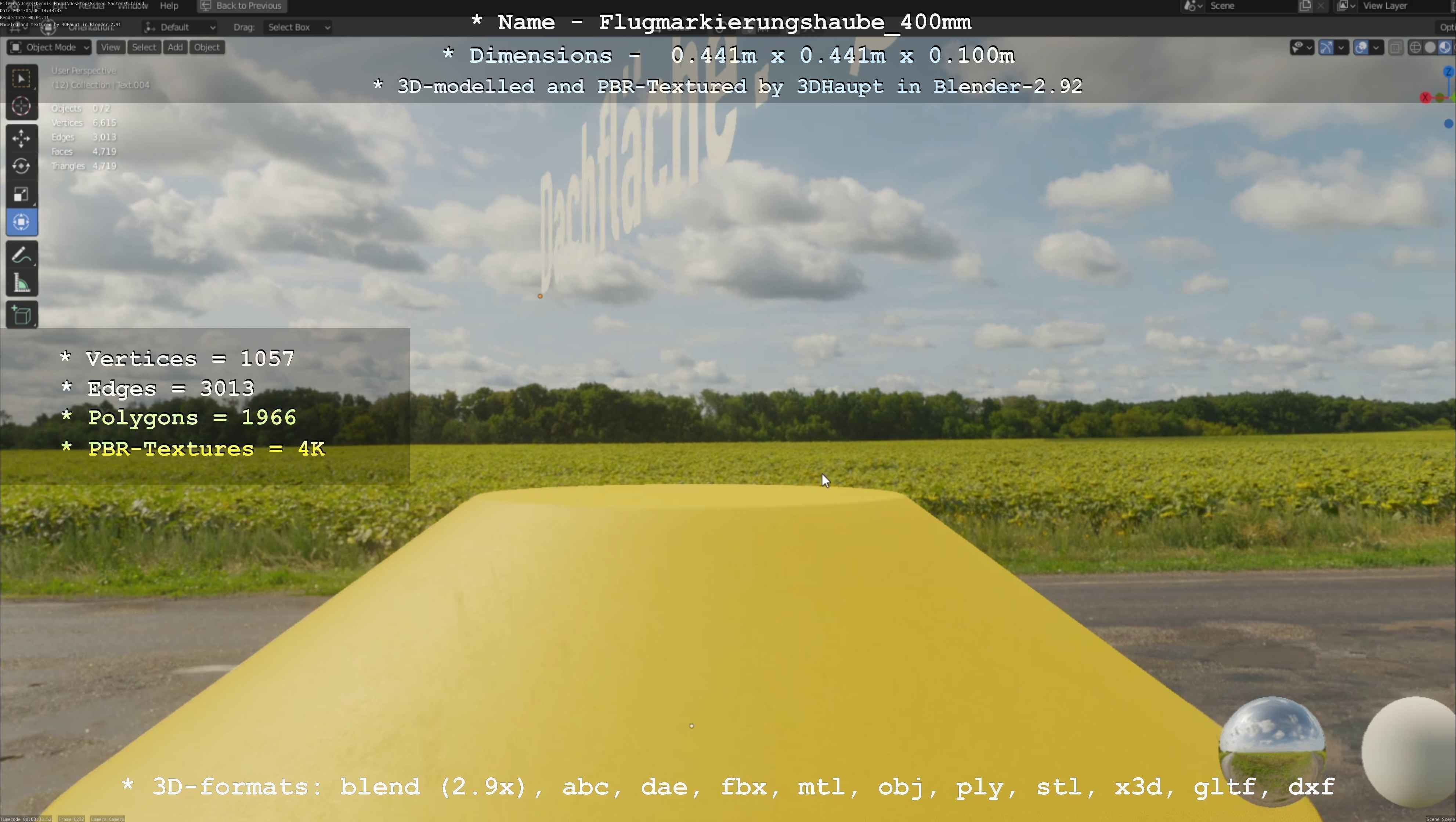 Flugmarkierungshaube 400mm Low-poly 3D model_106