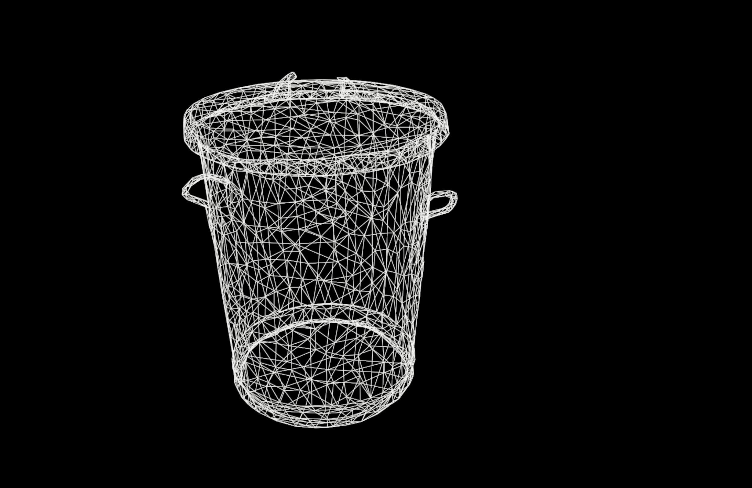 Garbage bin Low-poly 3D model_2