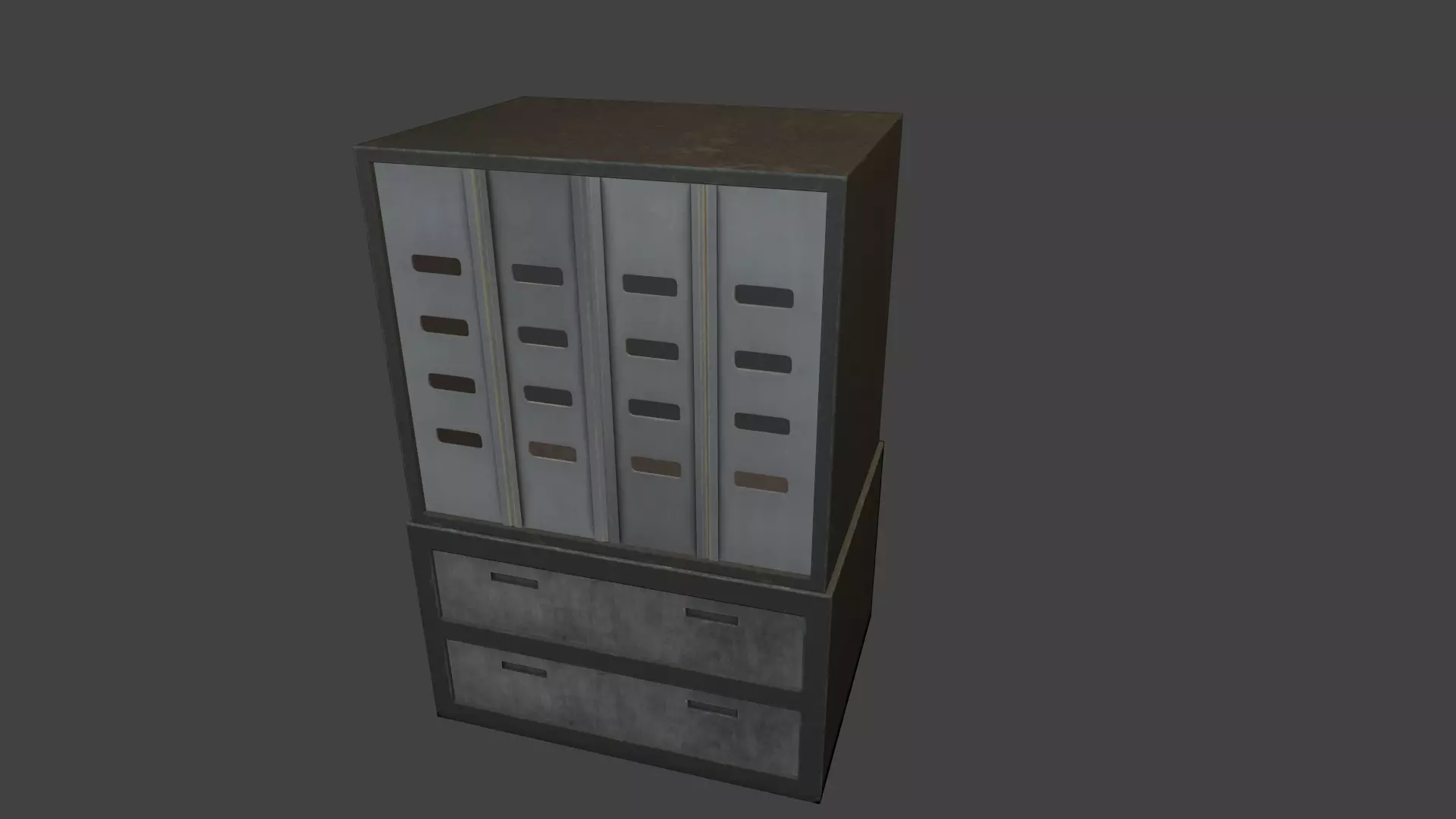 Wardrobe metal cabinet with drawers Low-poly 3D model