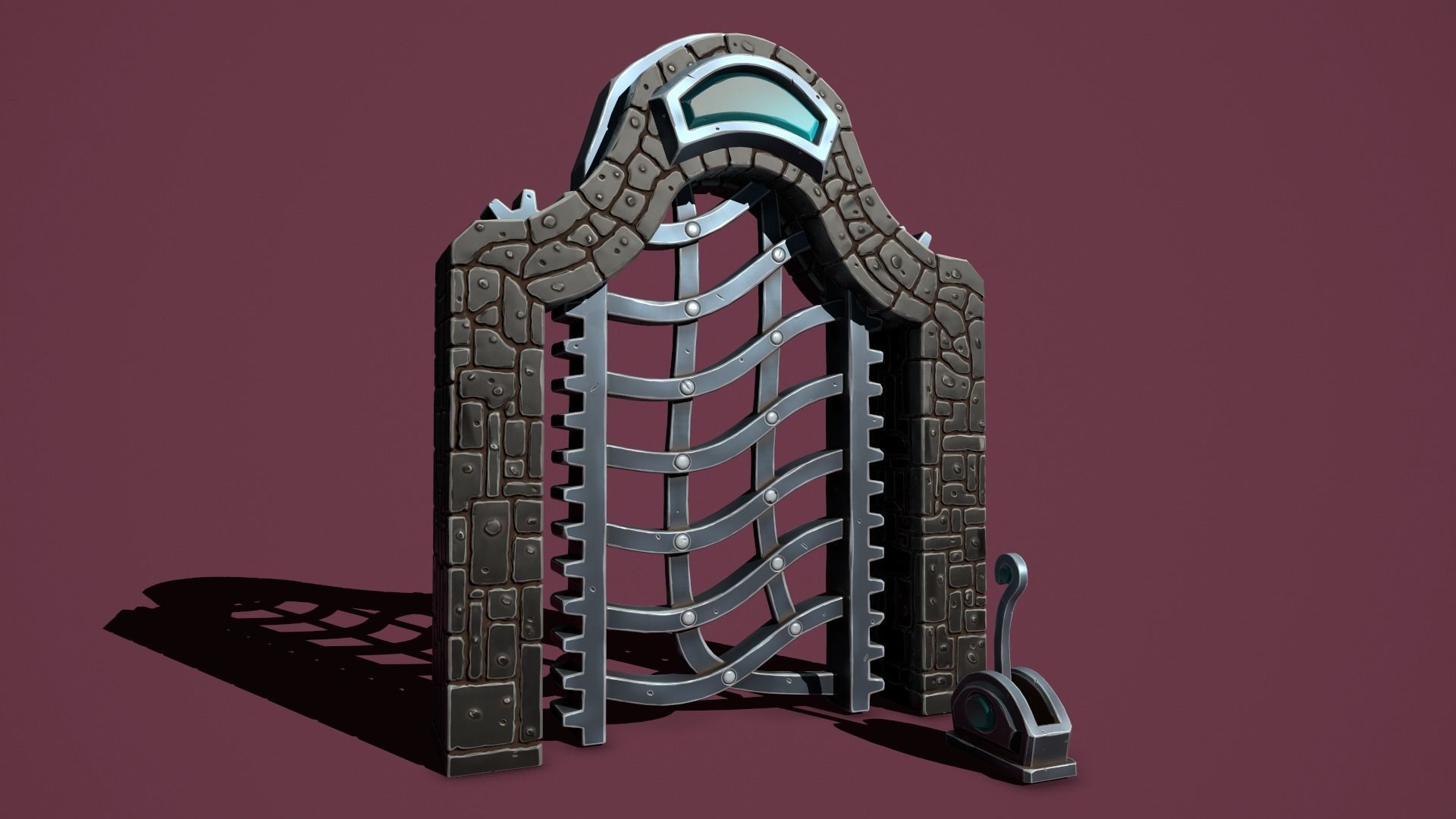 Fantasy gate Low-poly 3D model_13