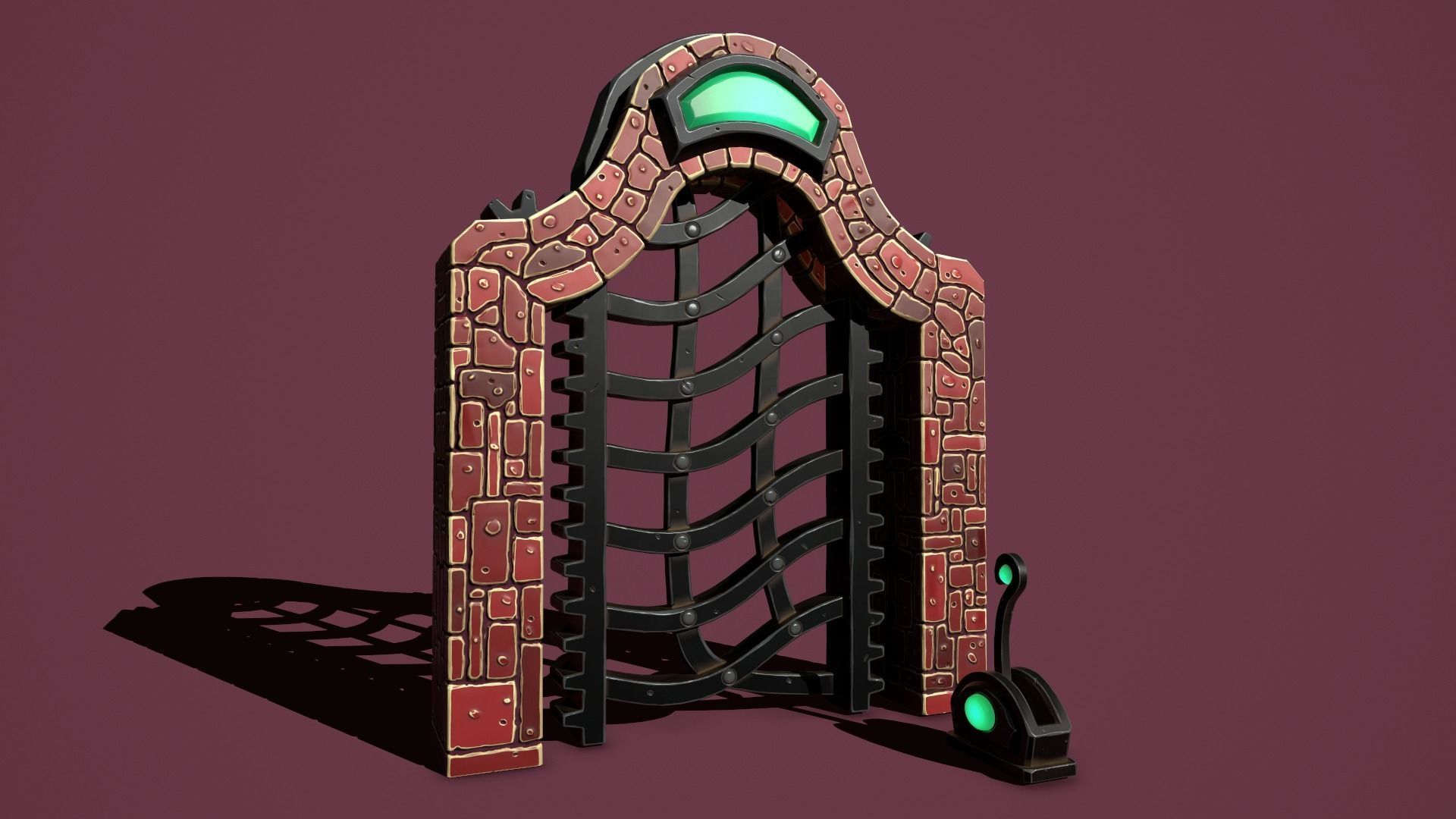 Fantasy gate Low-poly 3D model_6