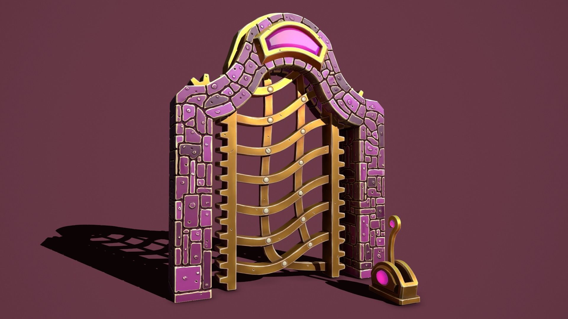 Fantasy gate Low-poly 3D model_12