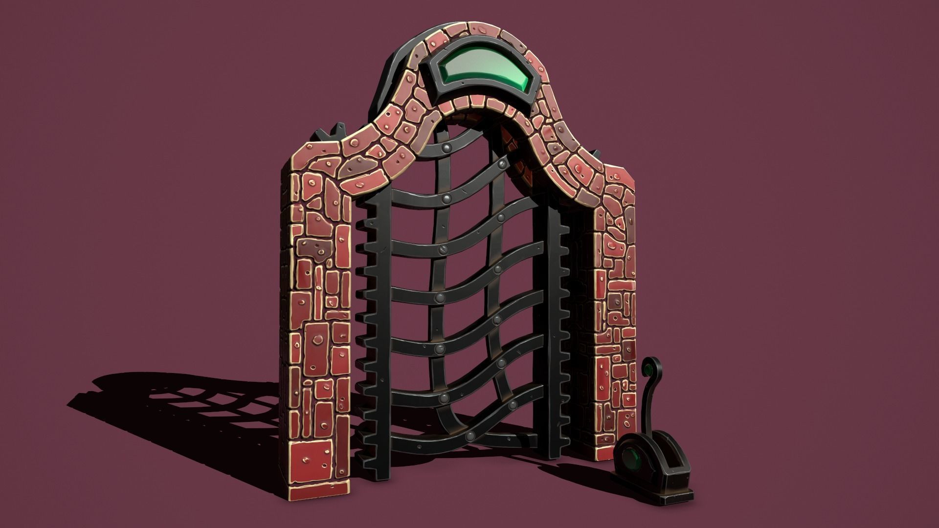 Fantasy gate Low-poly 3D model_5