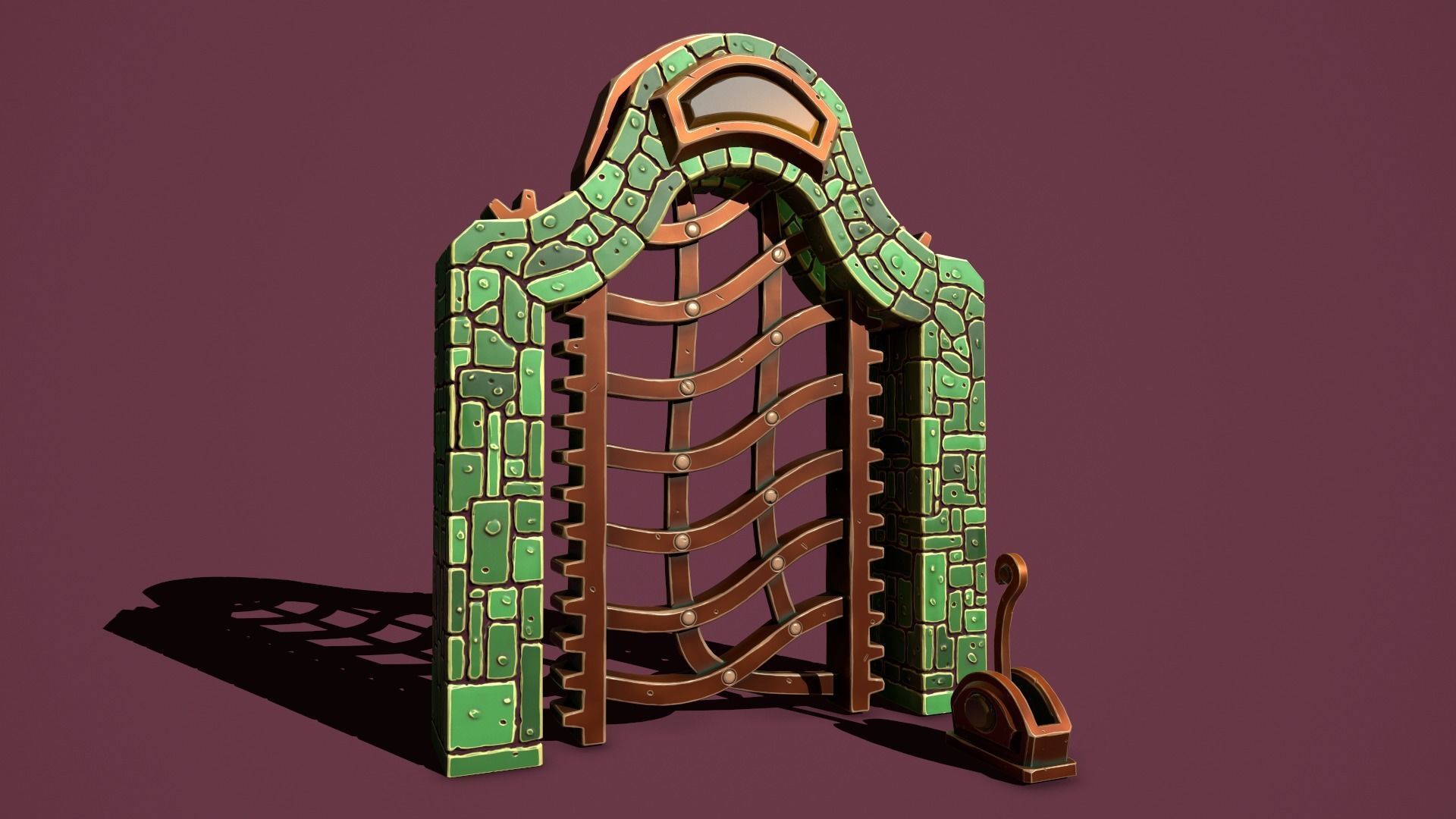 Fantasy gate Low-poly 3D model_9
