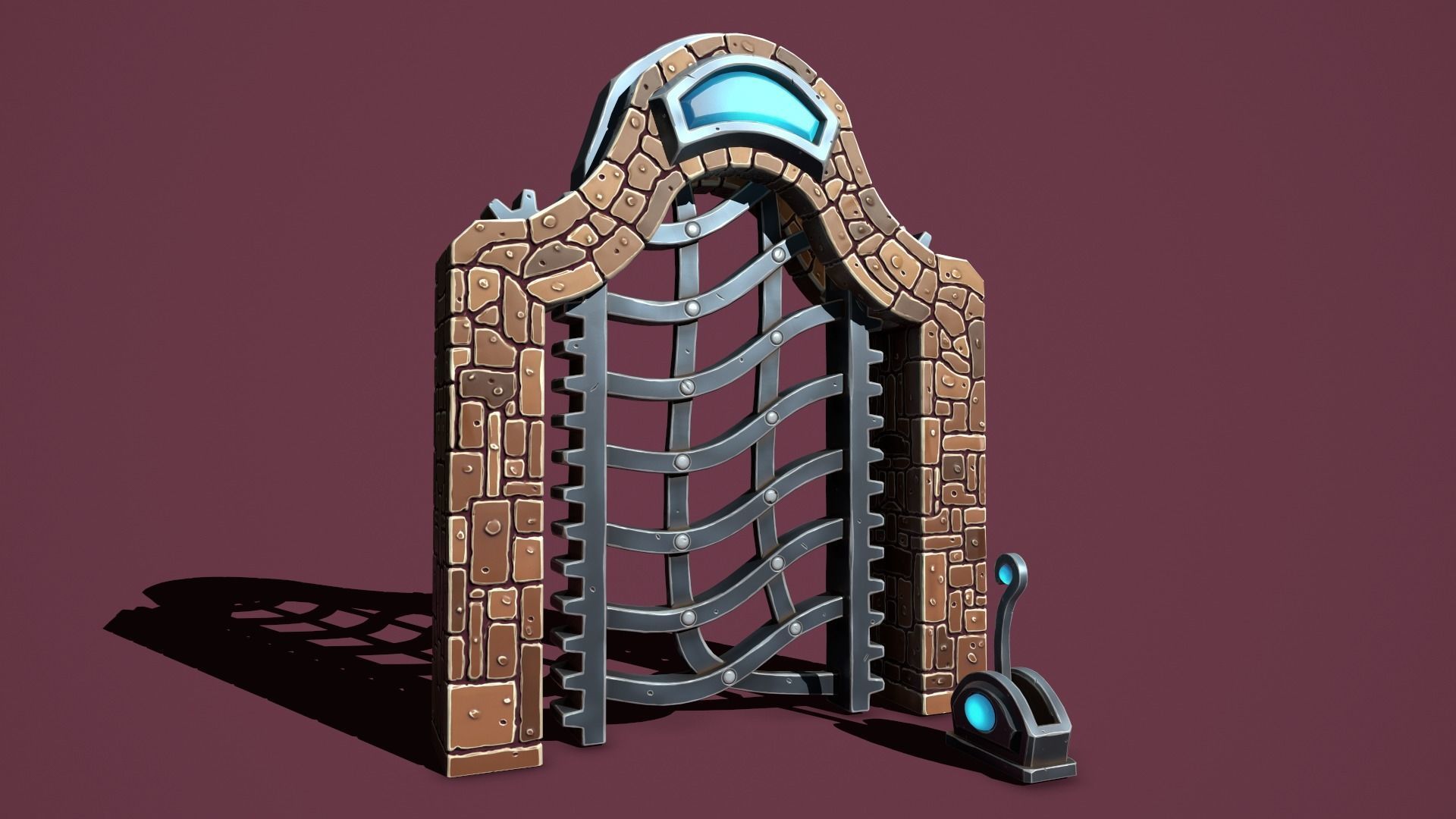 Fantasy gate Low-poly 3D model_1