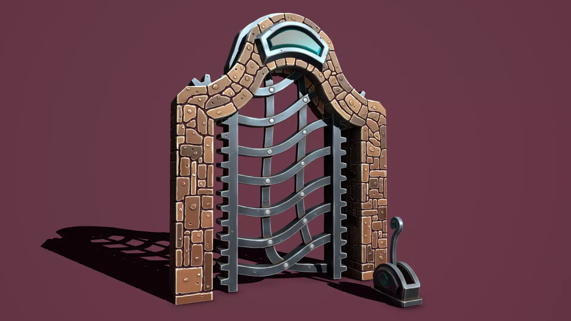 Fantasy gate Low-poly 3D model_0