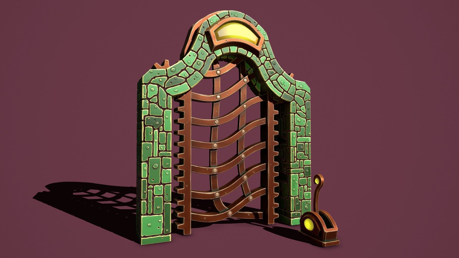 Fantasy gate Low-poly 3D model_10
