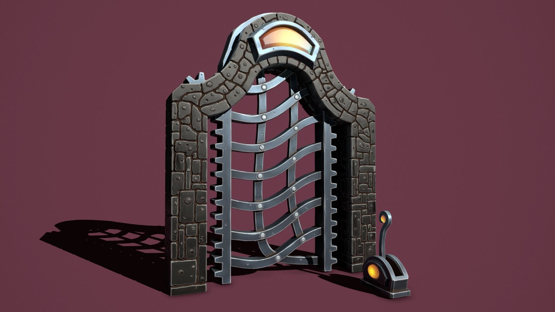 Fantasy gate Low-poly 3D model_14