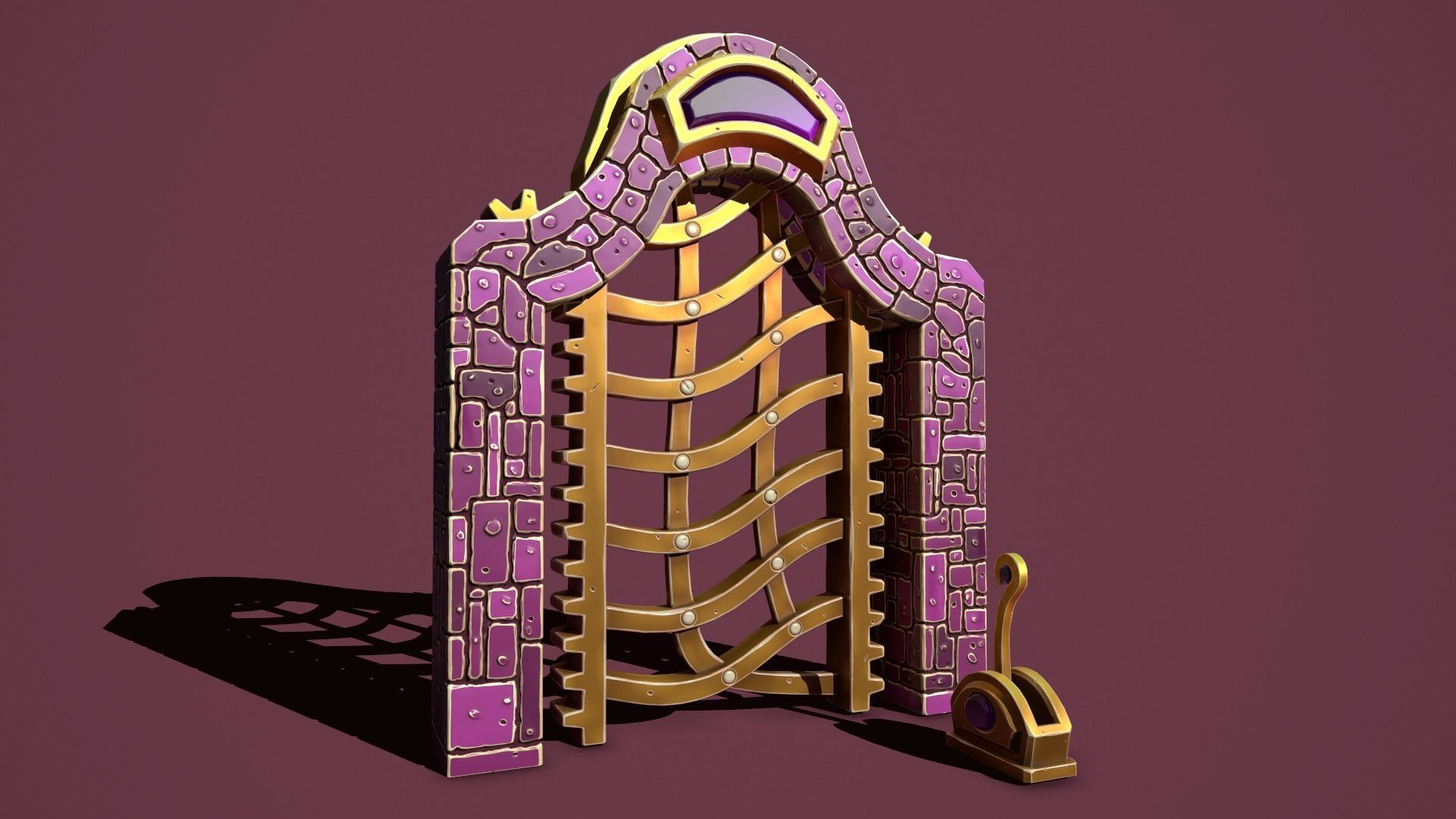 Fantasy gate Low-poly 3D model_11