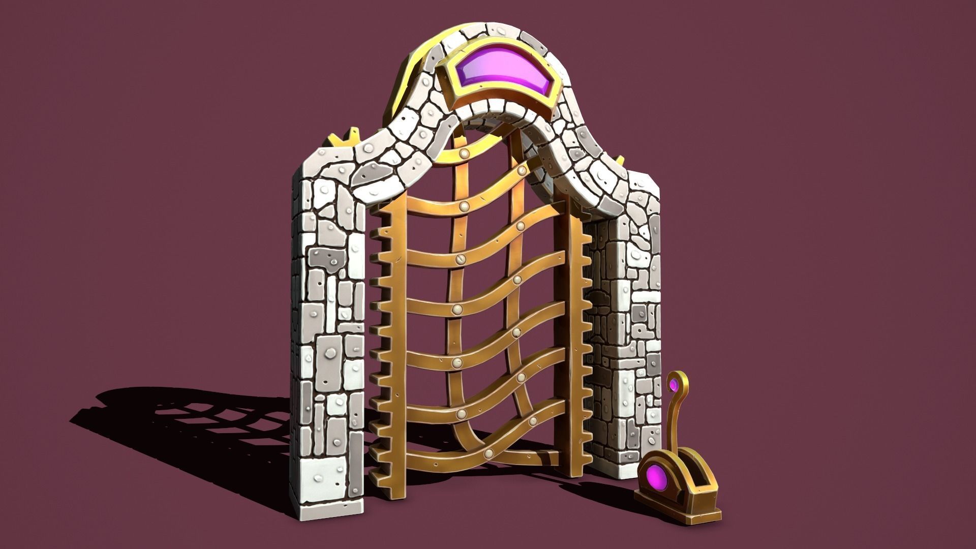 Fantasy gate Low-poly 3D model_8