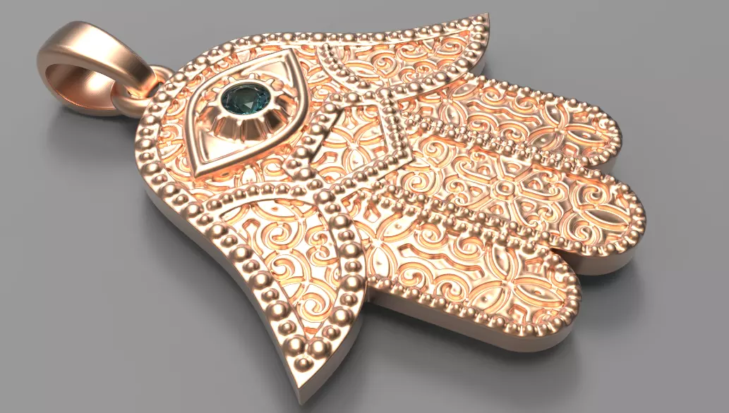 Pendant Hamsa hand with an eye 3D print model